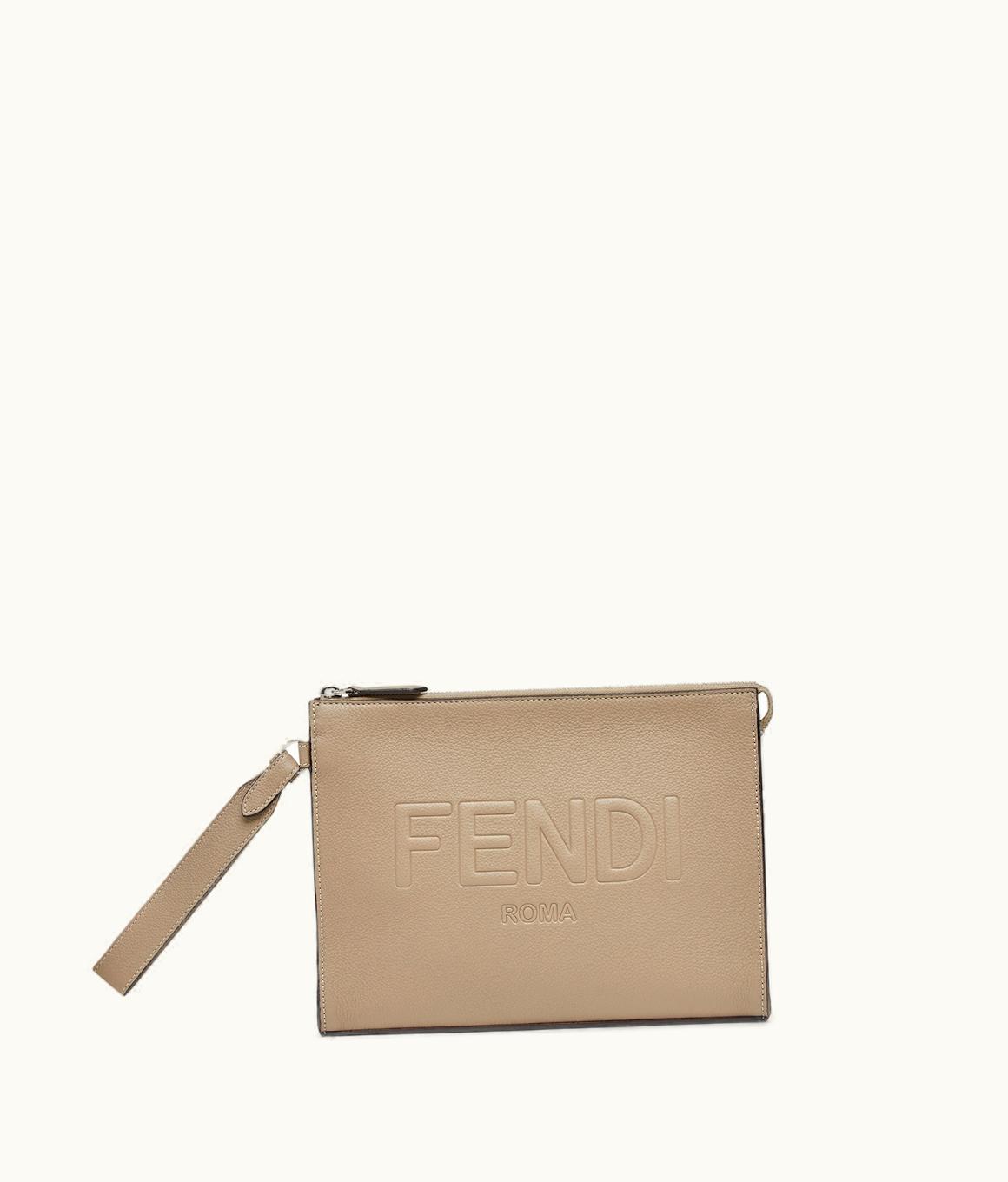 Fendi Fendi Roma Clutch - Beige Leather Pouch
