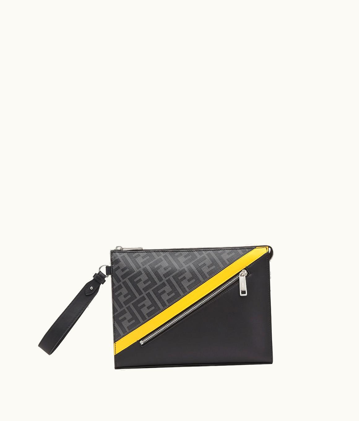 Fendi Fendi Diagonal Clutch - Gray Fabric Pouch