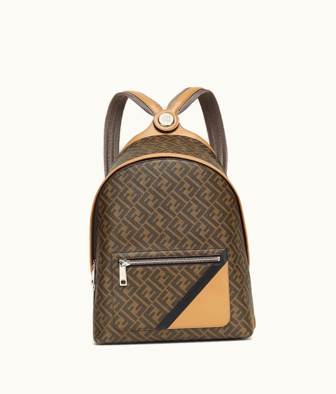 Fendi Fendi Chiodo Fendi Diagonal - Brown FF Canvas Backpack