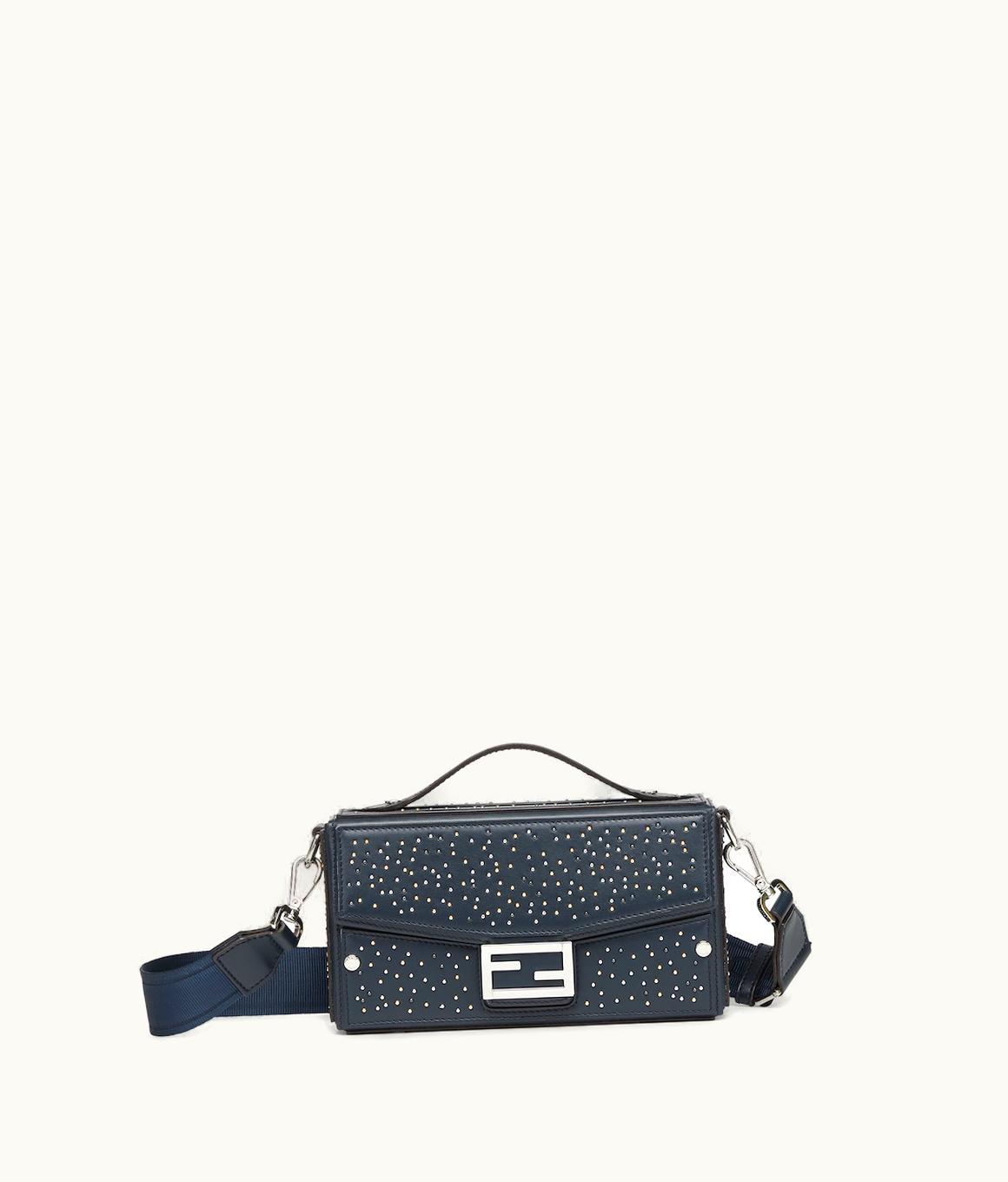 Fendi Fendi Soft Trunk Baguette - Dark Blue Leather Bag With Studs