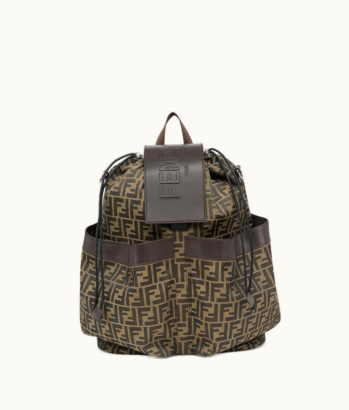 Fendi Fendi Strike Large - FF Jacquard Fabric Backpack in Brown
