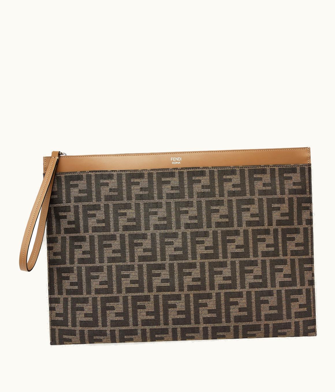 Fendi Fendi Large Flat FF Pouch - FF Jacquard Fabric Pouch