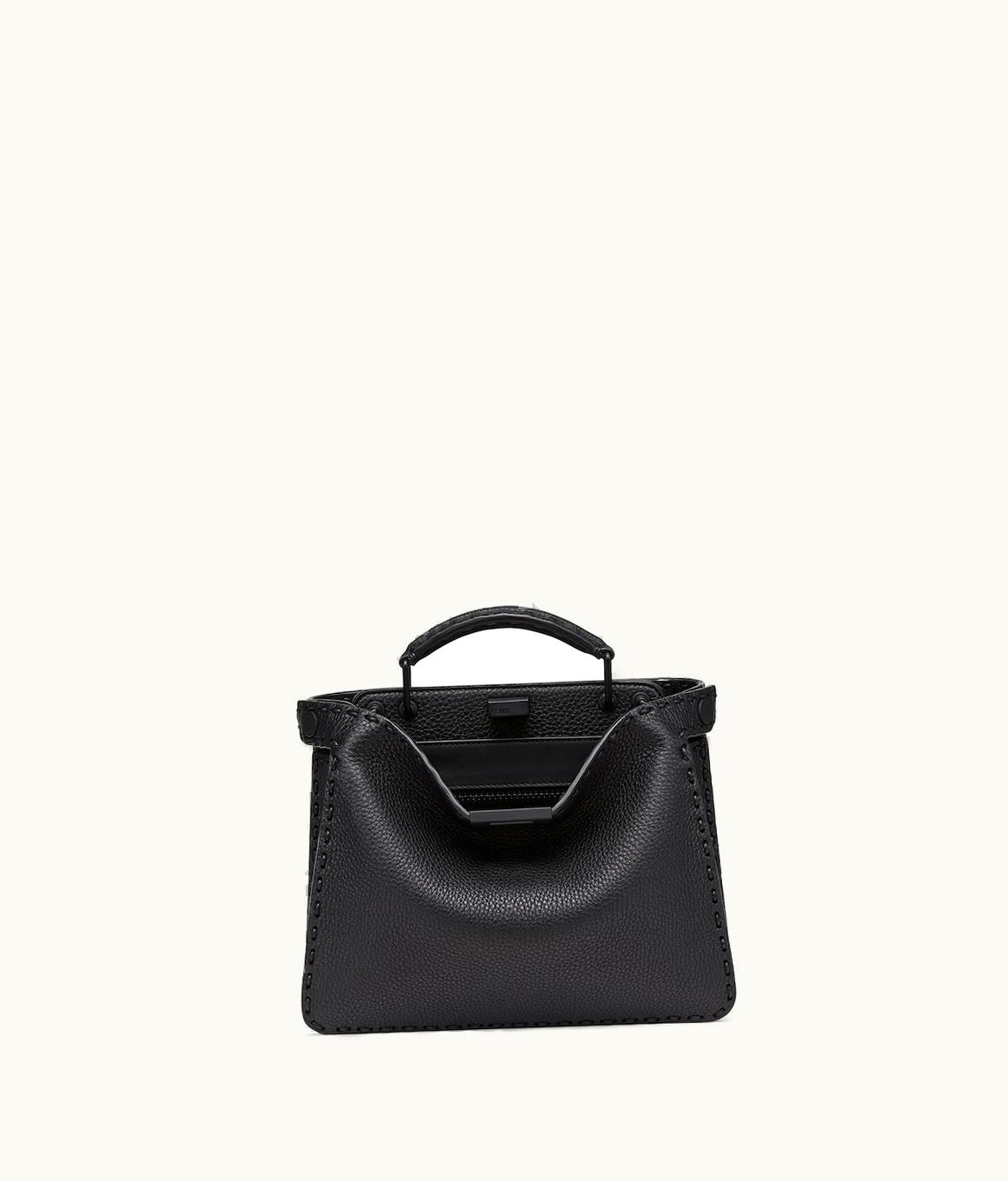 Fendi Fendi Peekaboo ISeeU Mini Black Cuoio Romano Leather Bag
