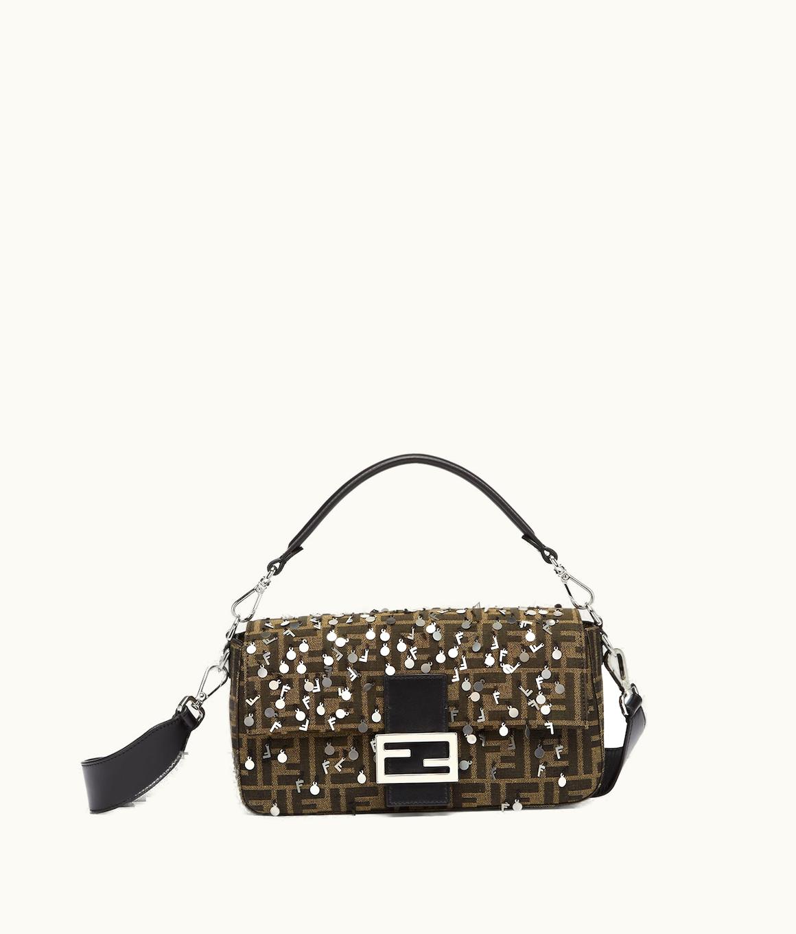 Fendi Fendi Baguette - Brown FF Fabric And Sequin Bag