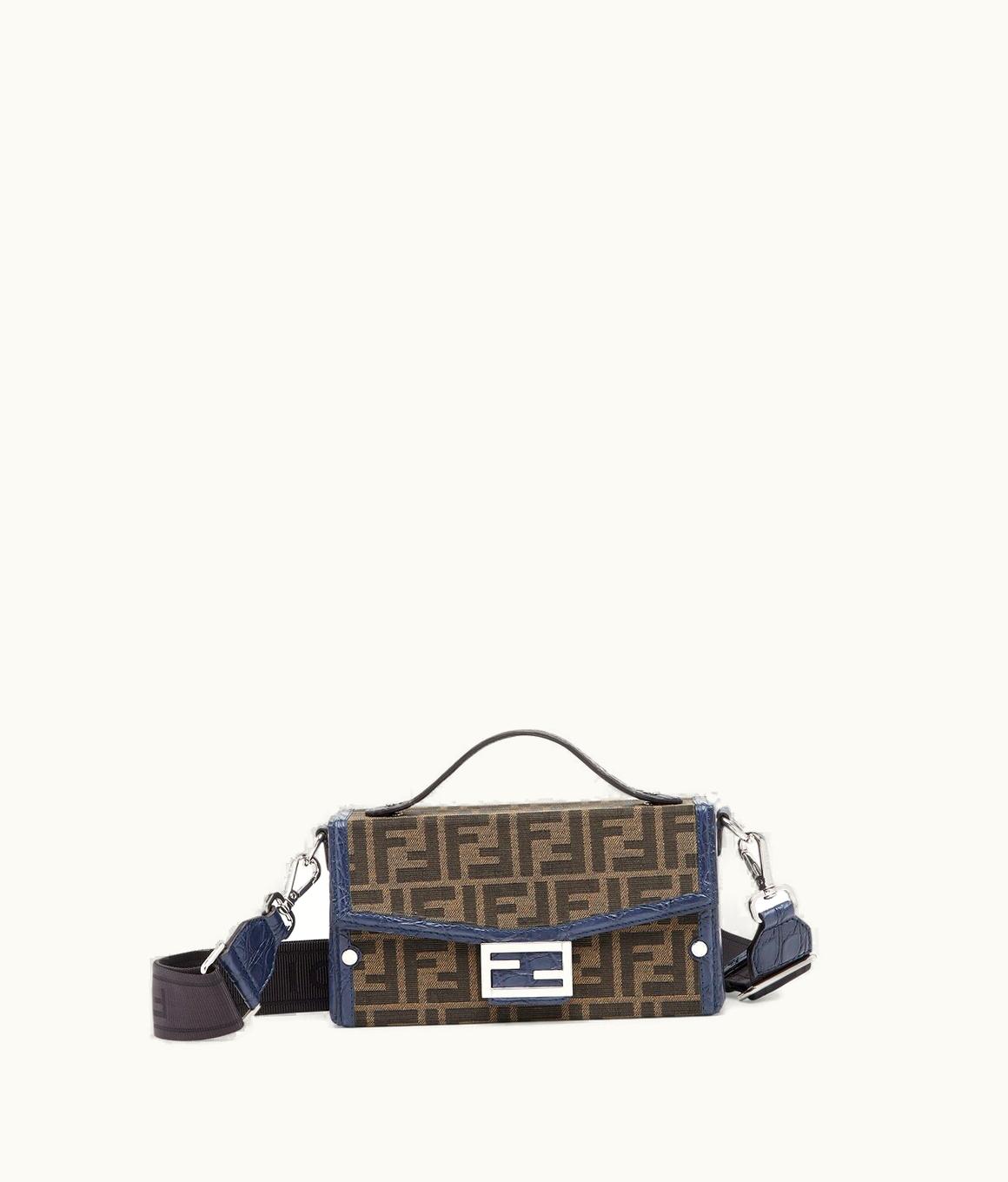 Fendi Fendi Soft Trunk Baguette - FF Jacquard Fabric Bag With Exotic Details