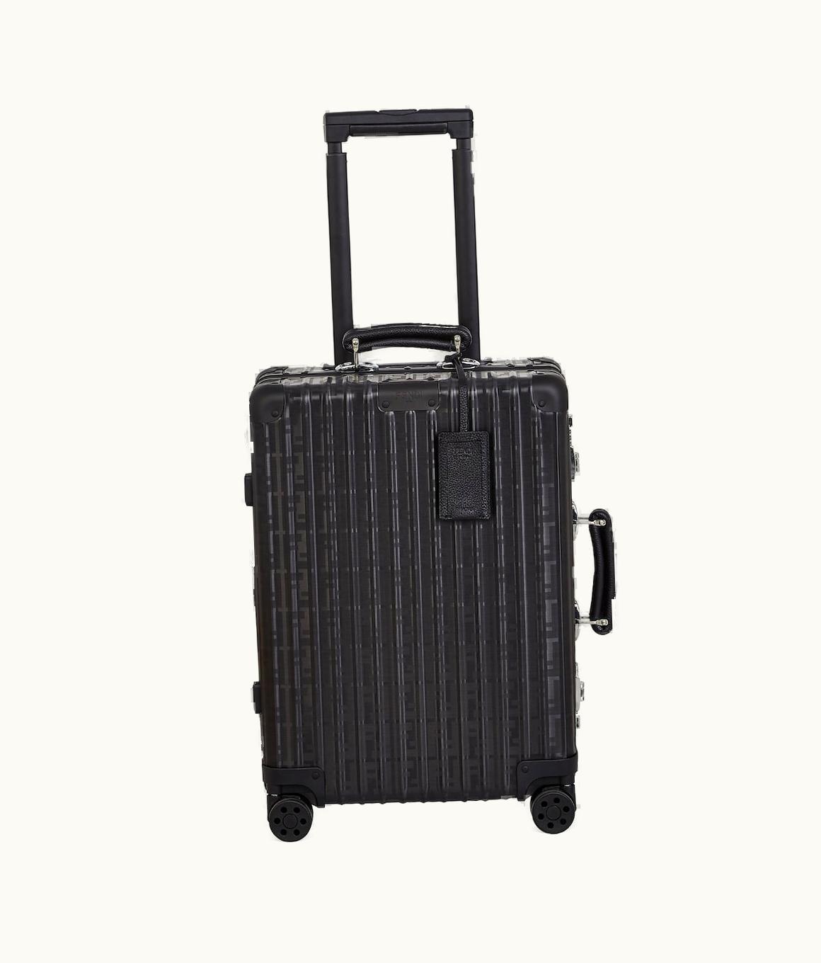 Fendi Fendi Cabin Size Trolley - Black Aluminum Trolley Case With Leather Details