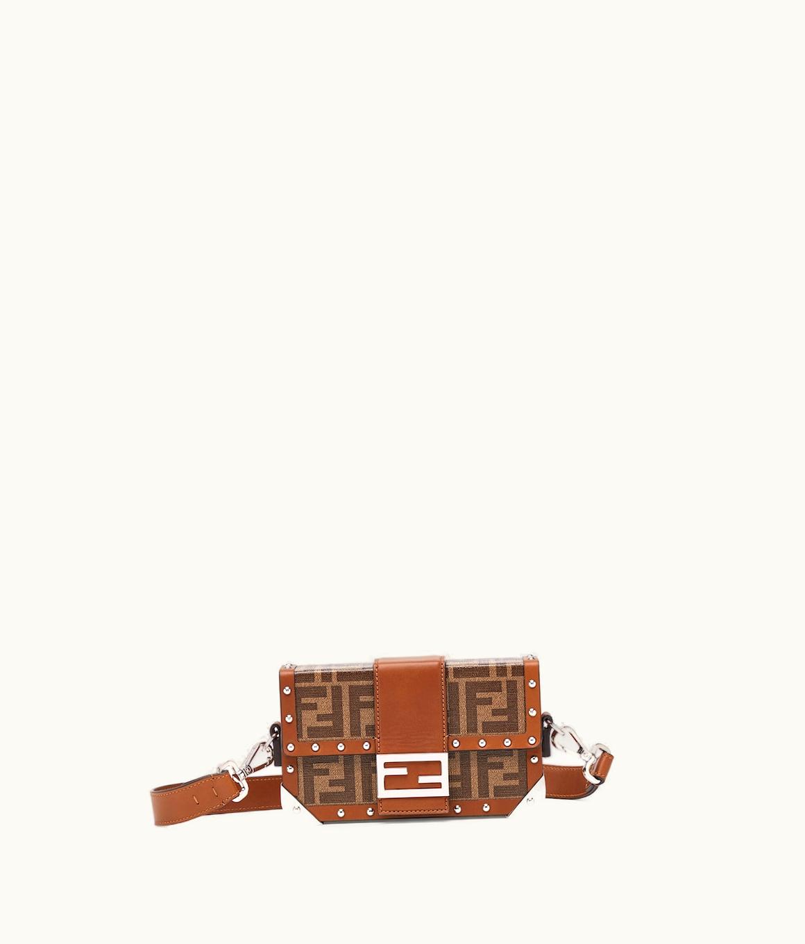 Fendi Fendi Baguette Trunk Mini - FF Jacquard Fabric Bag in Brown