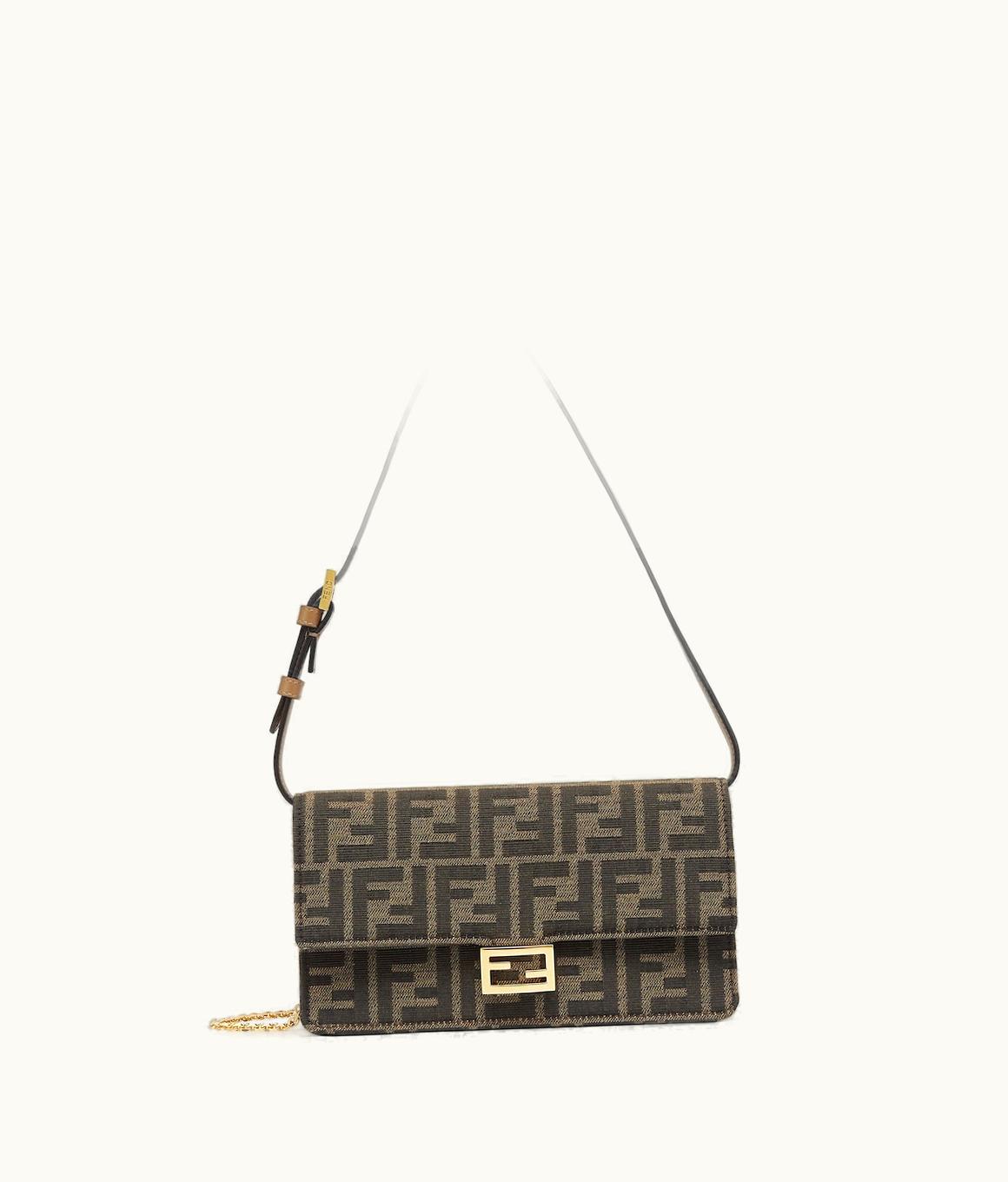 Fendi Fendi Wallet On Chain Baguette - Brown FF Fabric Wallet