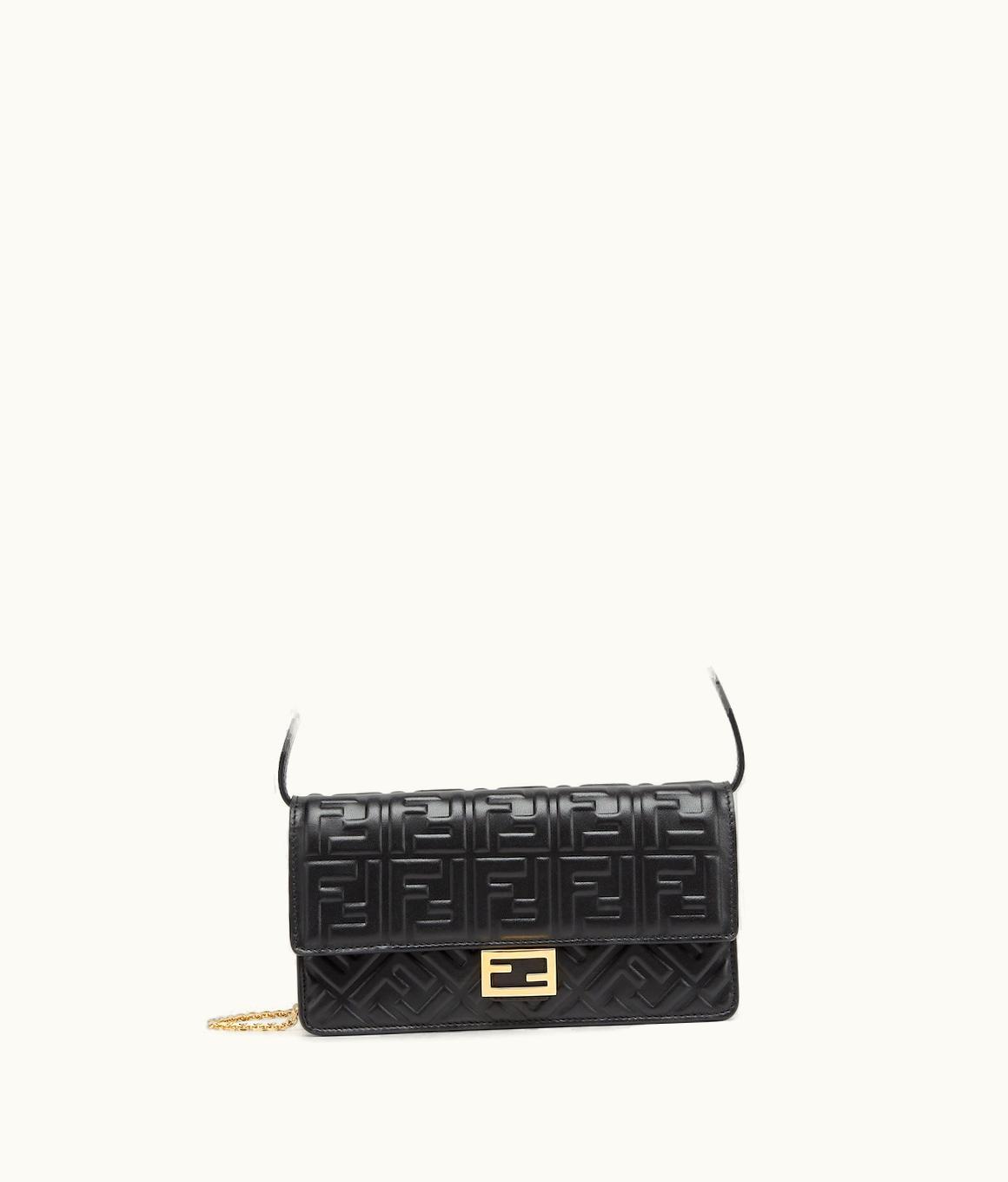 Fendi Fendi Wallet On Chain Baguette - Black Nappa Leather Wallet