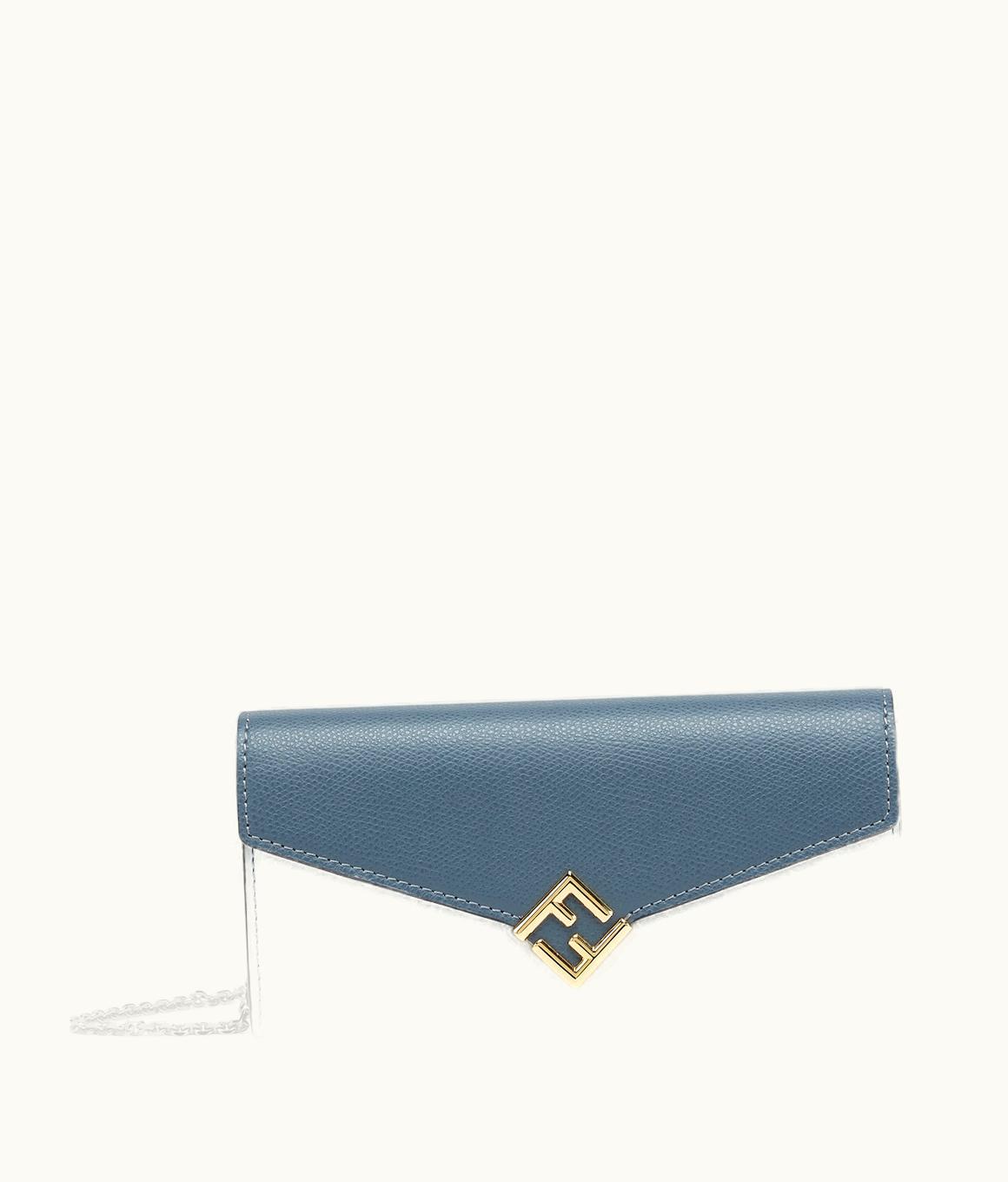 Fendi Fendi FF Diamonds Continental With Chain - Light Blue Leather Wallet