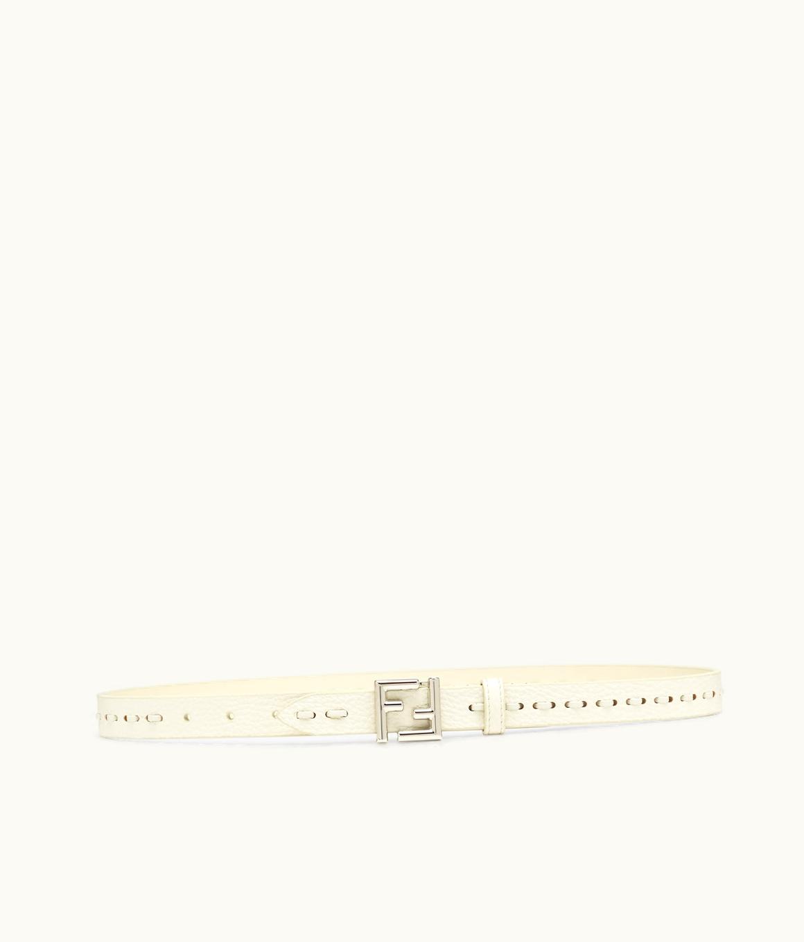Fendi Fendi FF Belt - White Selleria Belt With Macro Stitching