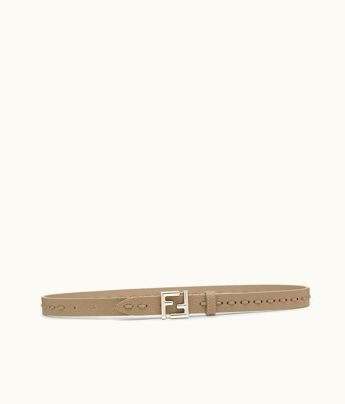 Fendi Fendi FF Belt - Dove Gray Selleria Belt With Macro Stitching