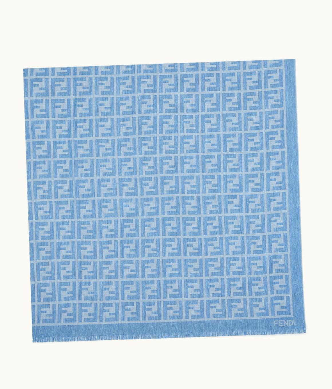 Fendi Fendi FF Shawl - Light Blue Silk, Wool And Cotton Shawl