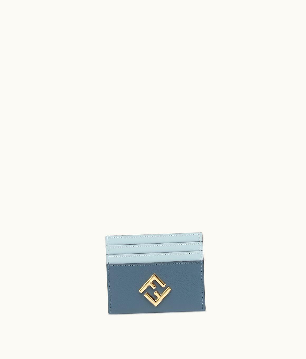 Fendi Fendi FF Diamonds Card Case - Light Blue Leather Flat Card Holder
