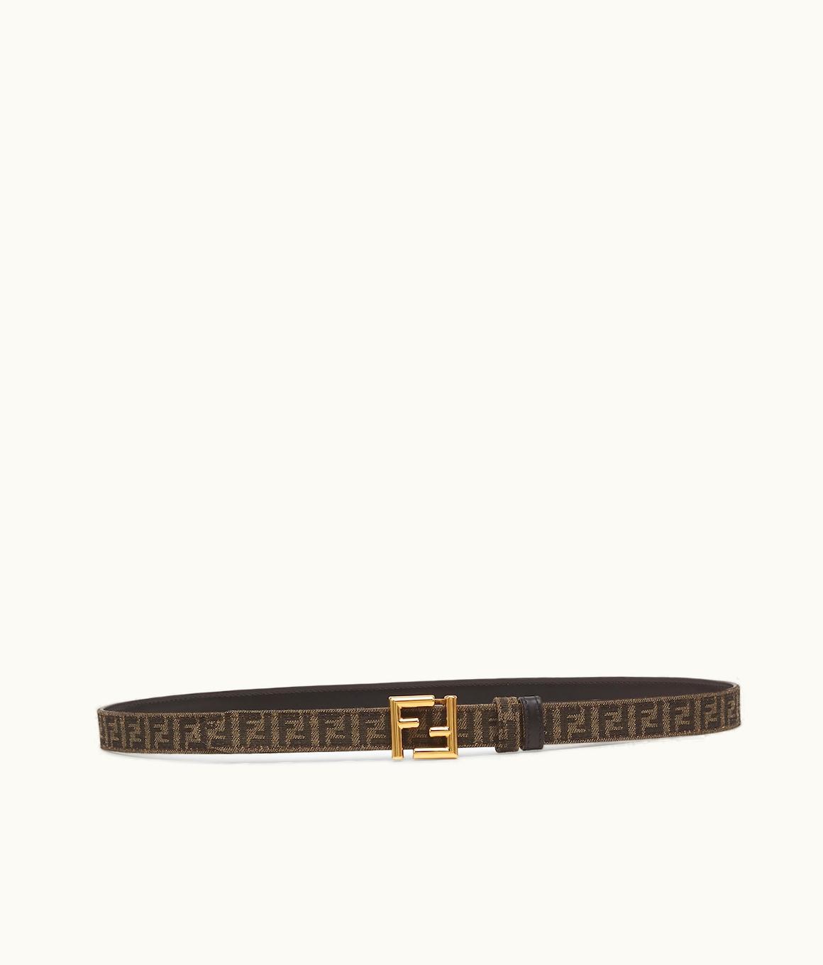 Fendi Fendi FF Reversible Belt - Elegant Black Leather and Tobacco Fabric