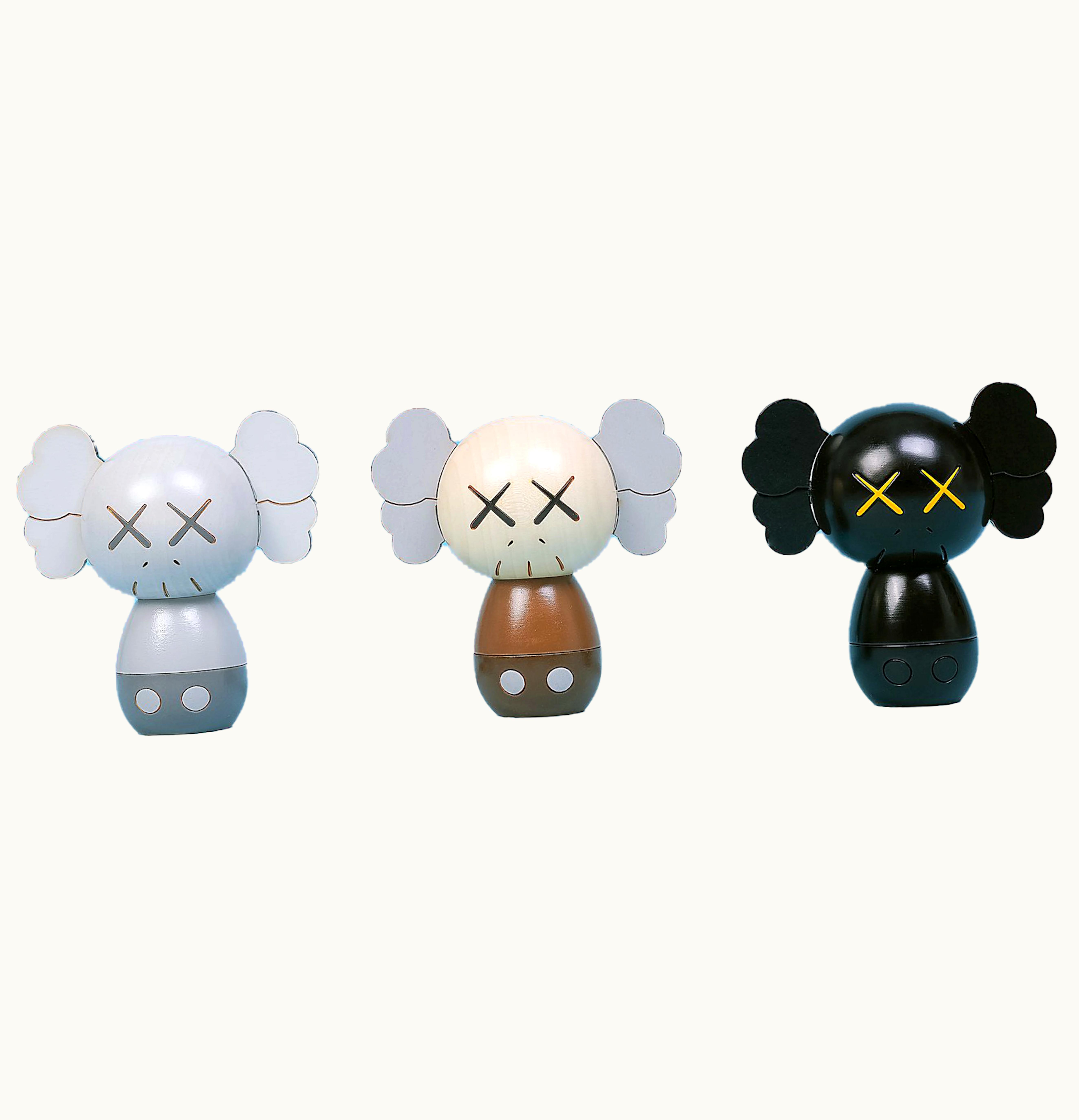 KAWS KAWS HOLIDAY JAPAN Kokeshi Doll Set of 3 Multicolor
