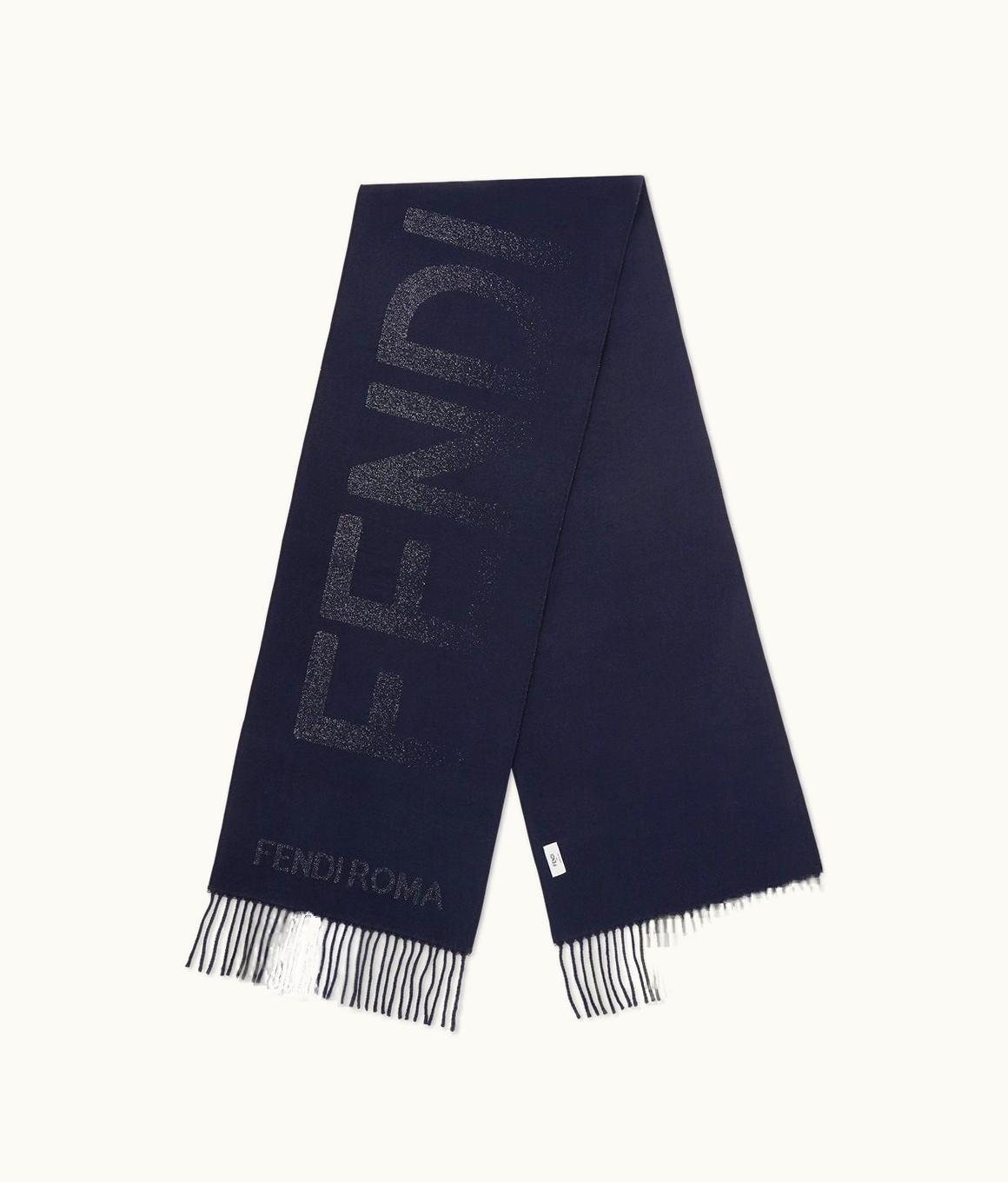 Fendi Fendi Scarf - Blue Wool And Cashmere Scarf