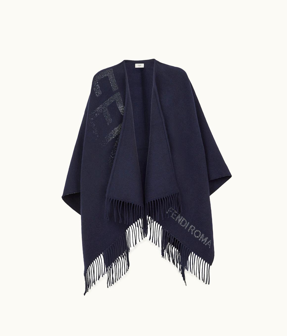 Fendi Fendi Poncho - Blue Wool And Cashmere Poncho