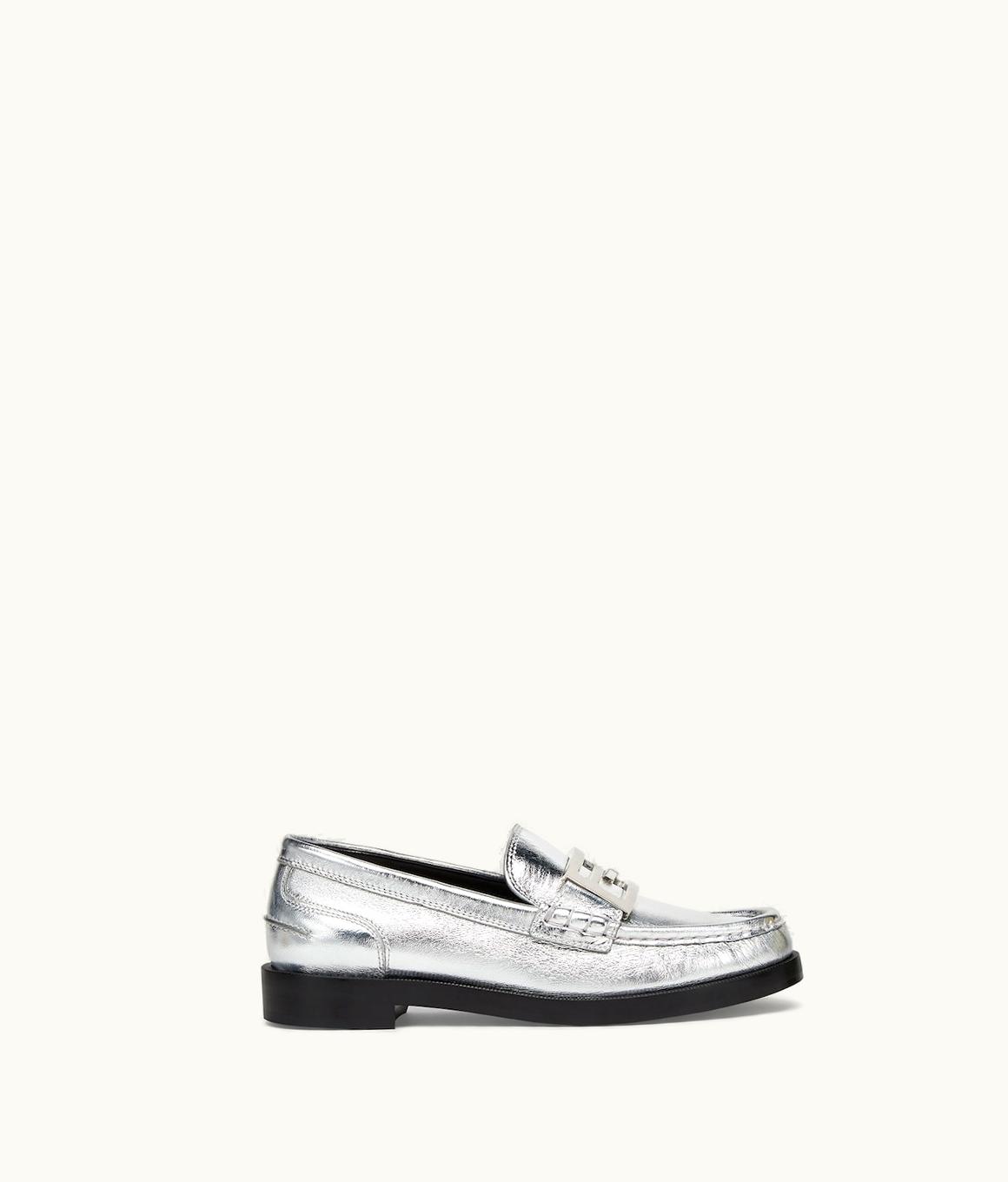 Fendi Fendi Baguette Loafers - Silver Nappa Leather Loafers