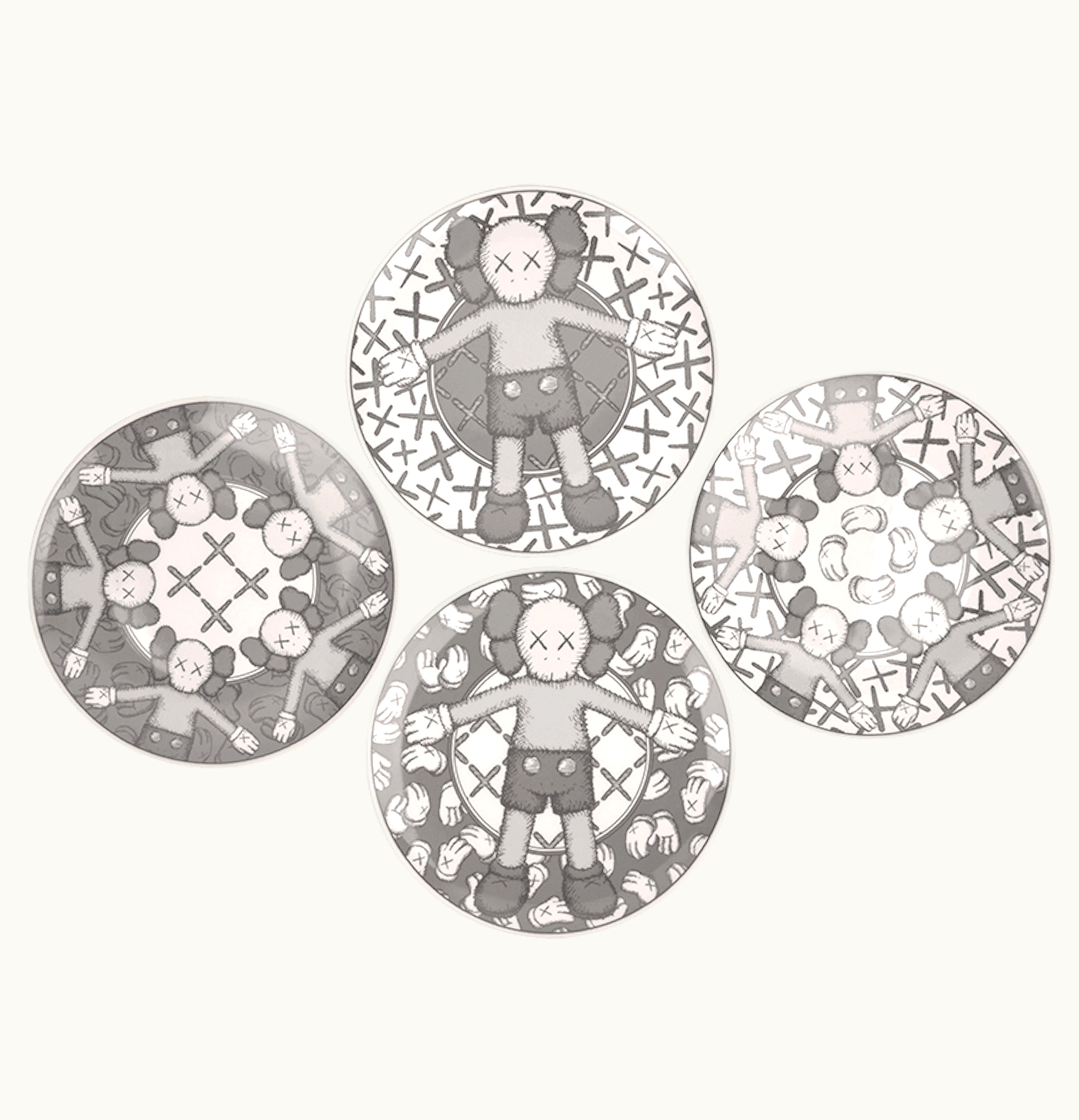 KAWS KAWS x NGV Ceramic Plates Set of 4 Gray White