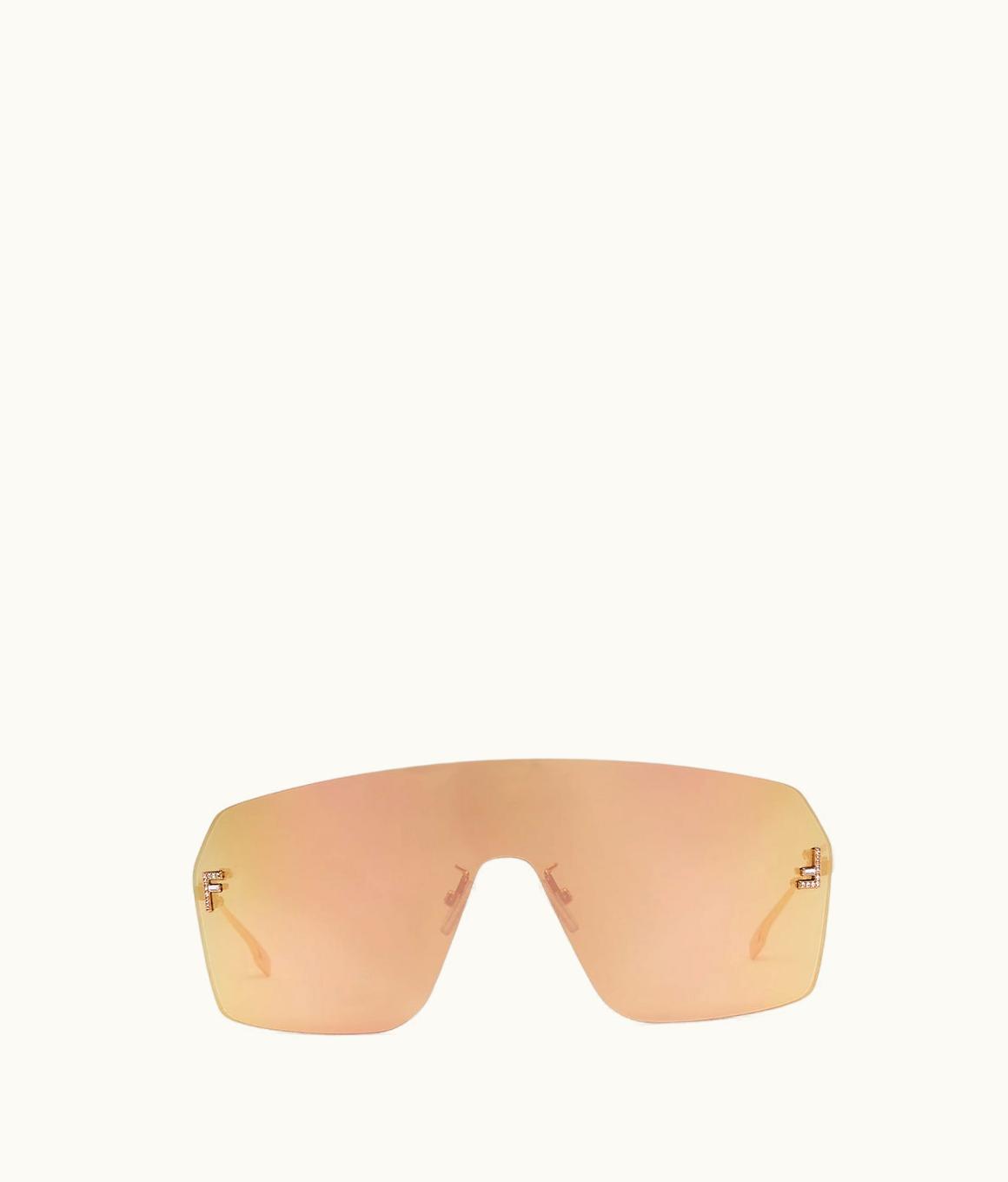 Fendi Fendi First Crystal - Rose-gold Shield Sunglasses