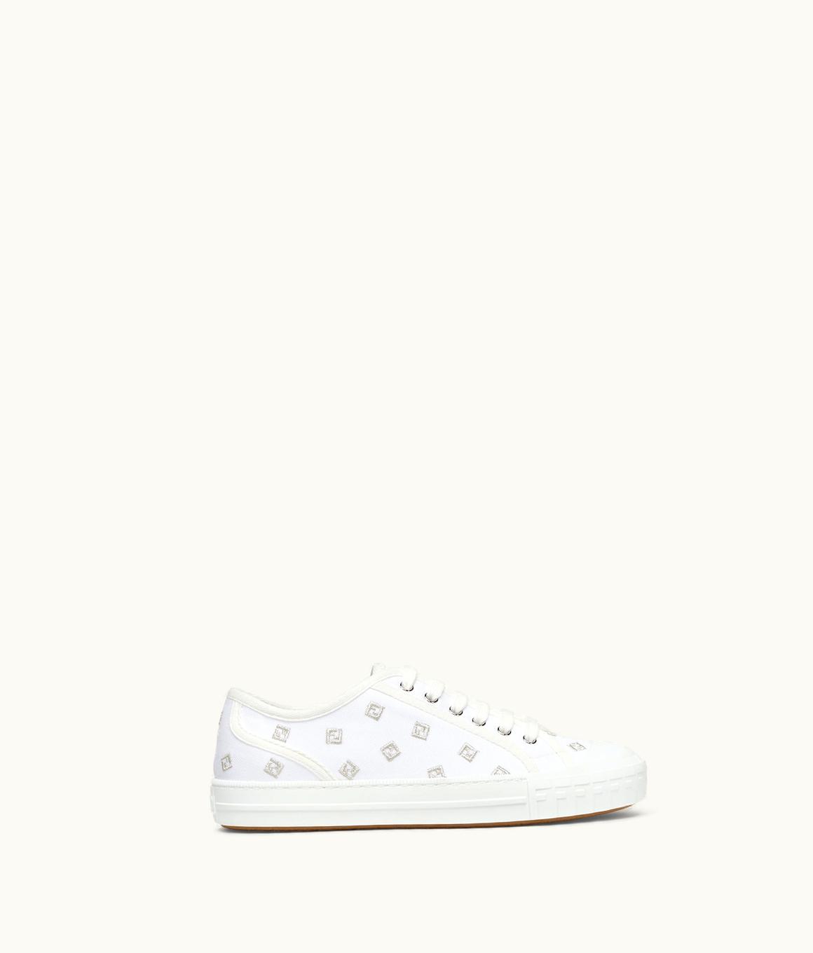 Fendi Fendi Domino - Canvas Low-Tops With Silver Embroidery
