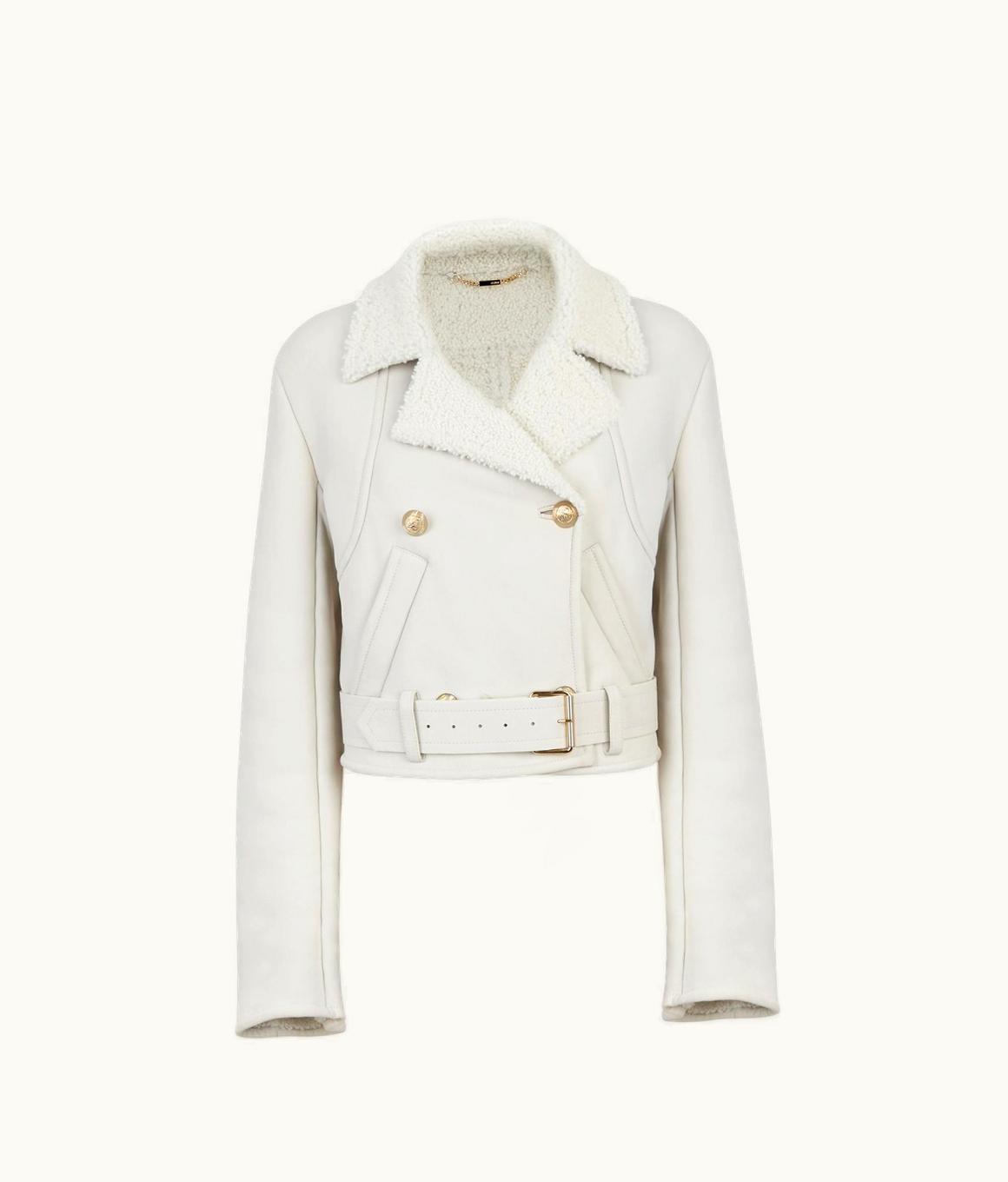 Fendi Fendi Jacket - White Leather And Shearling Blouson