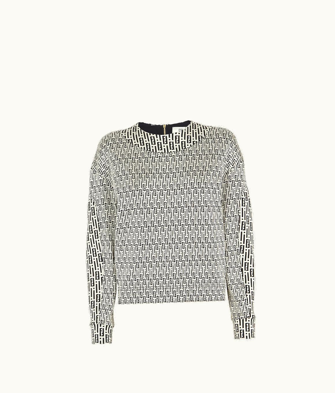 Fendi Fendi Sweatshirt - Black And White Printed Jersey Sweatshirt