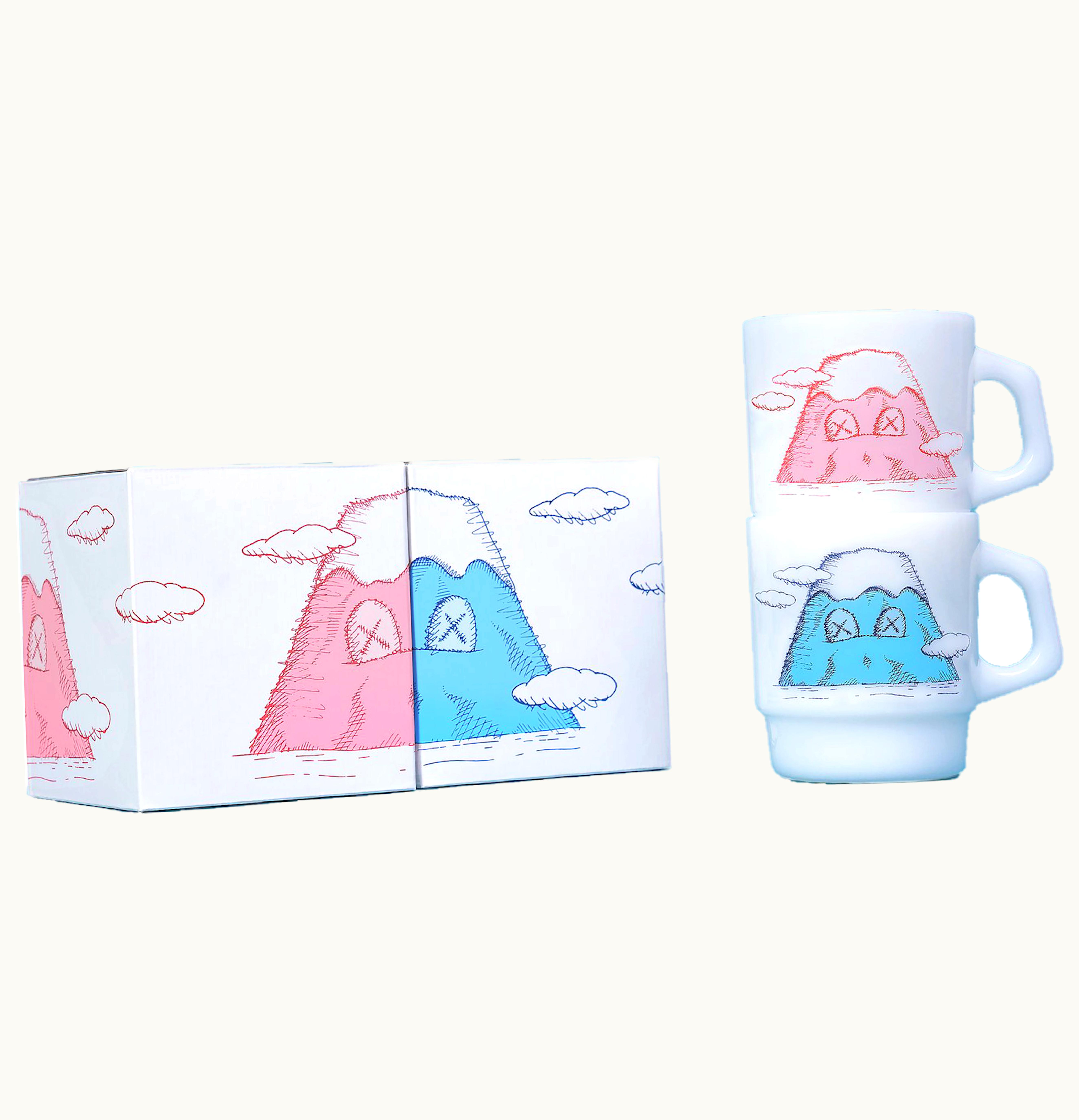 KAWS KAWS HOLIDAY JAPAN Mount Fuji Fire King Mug Set of 2 Multicolor