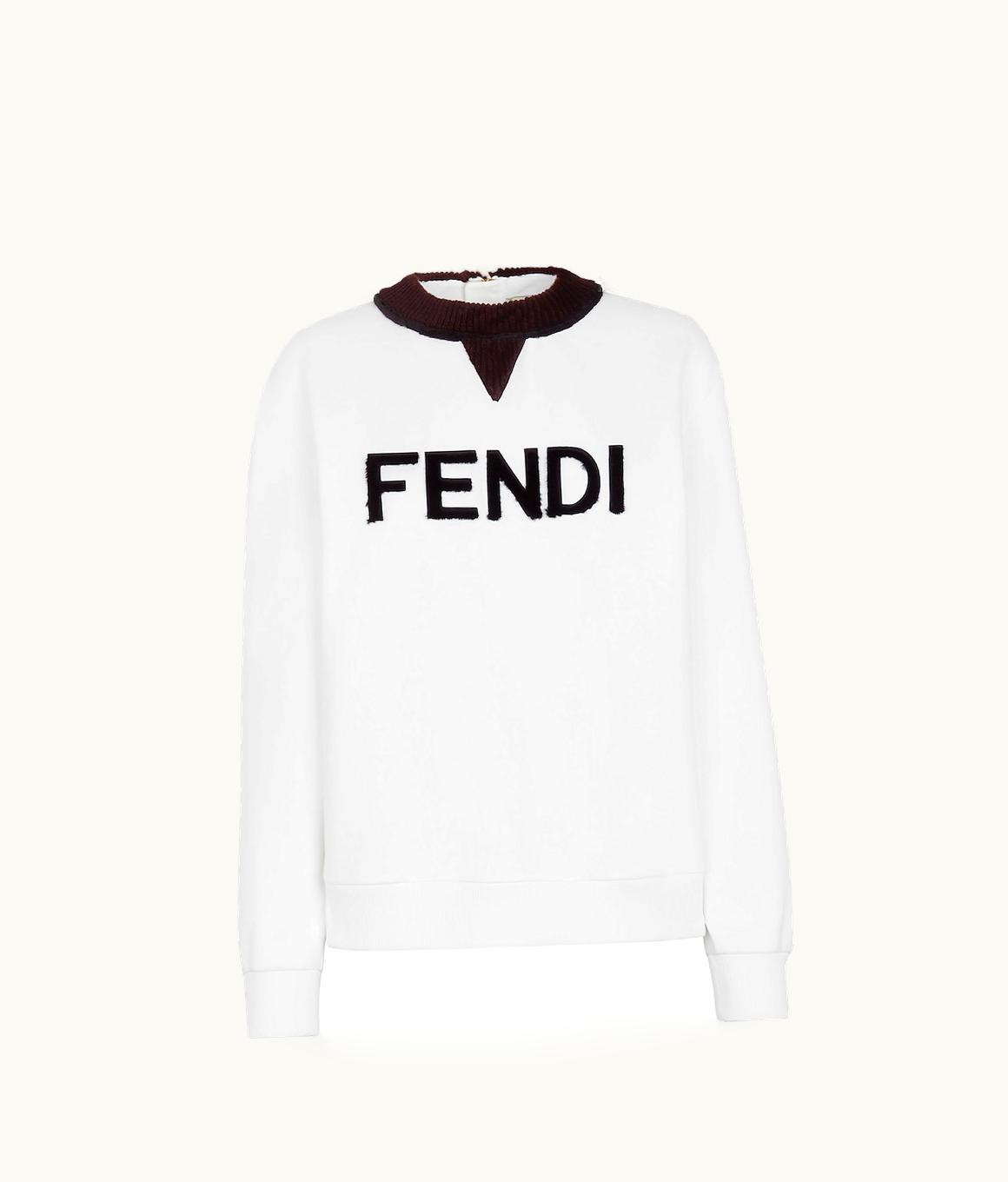 Fendi Fendi Sweatshirt - White Jersey And Mink Sweatshirt