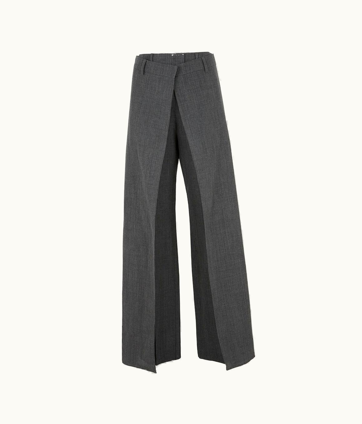 Fendi Fendi Double Layered Wool Pants Gray