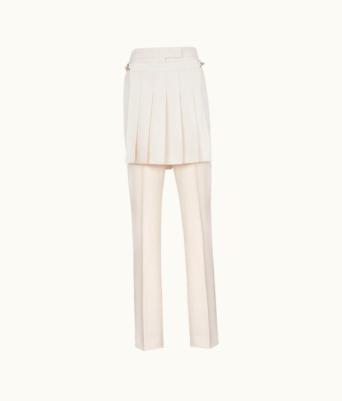 Fendi Fendi Asymmetric Pleated Wool Pants White
