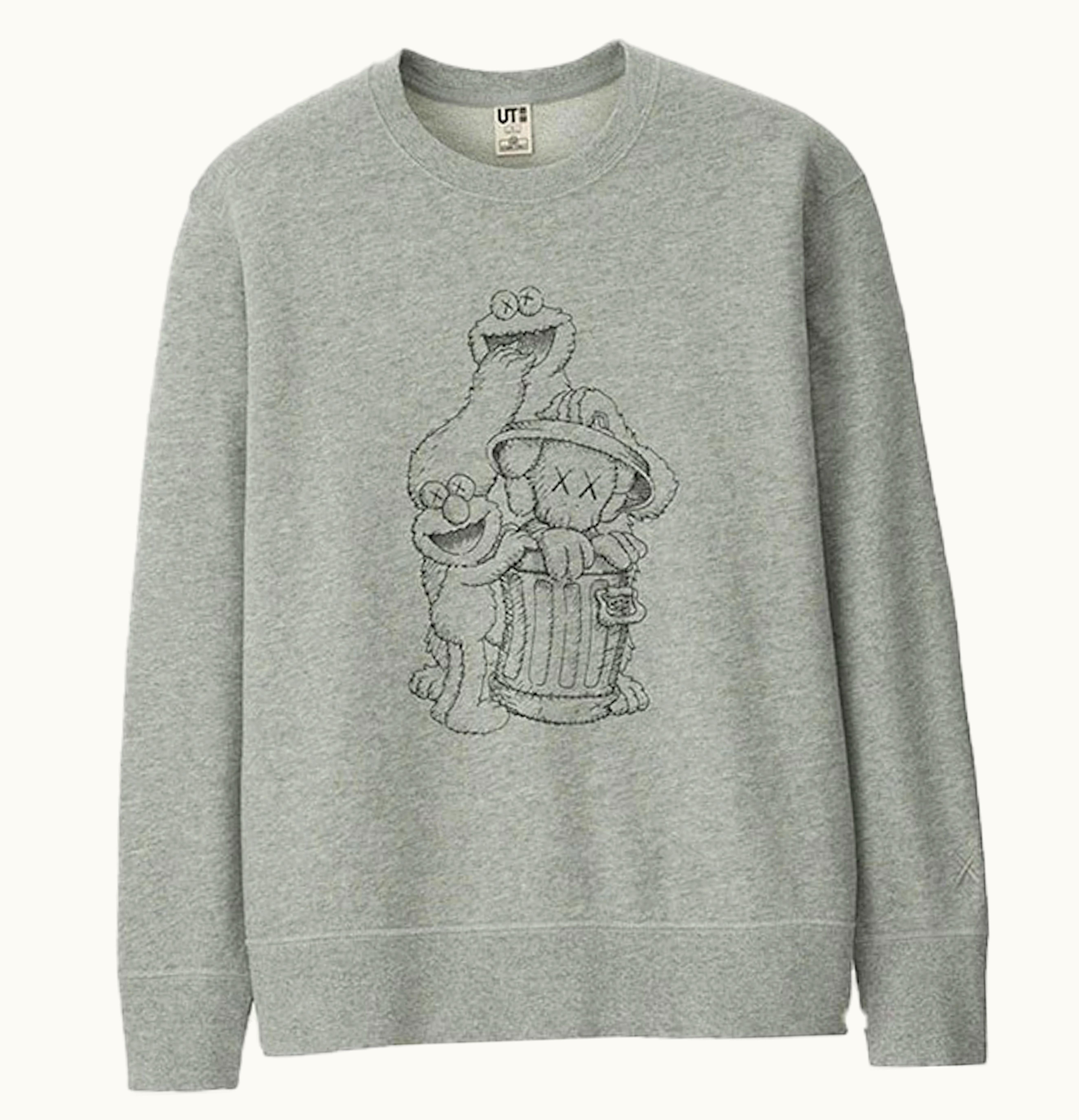 KAWS KAWS x Uniqlo x Sesame Street Companion Trash Can Outline Sweatshirt US Sizing Gray