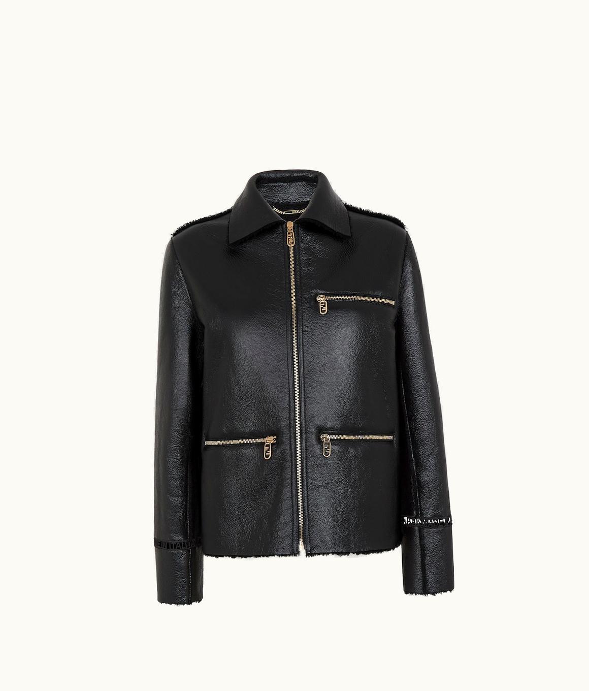 Fendi Fendi Blouson - Black Leather And Shearling Jacket