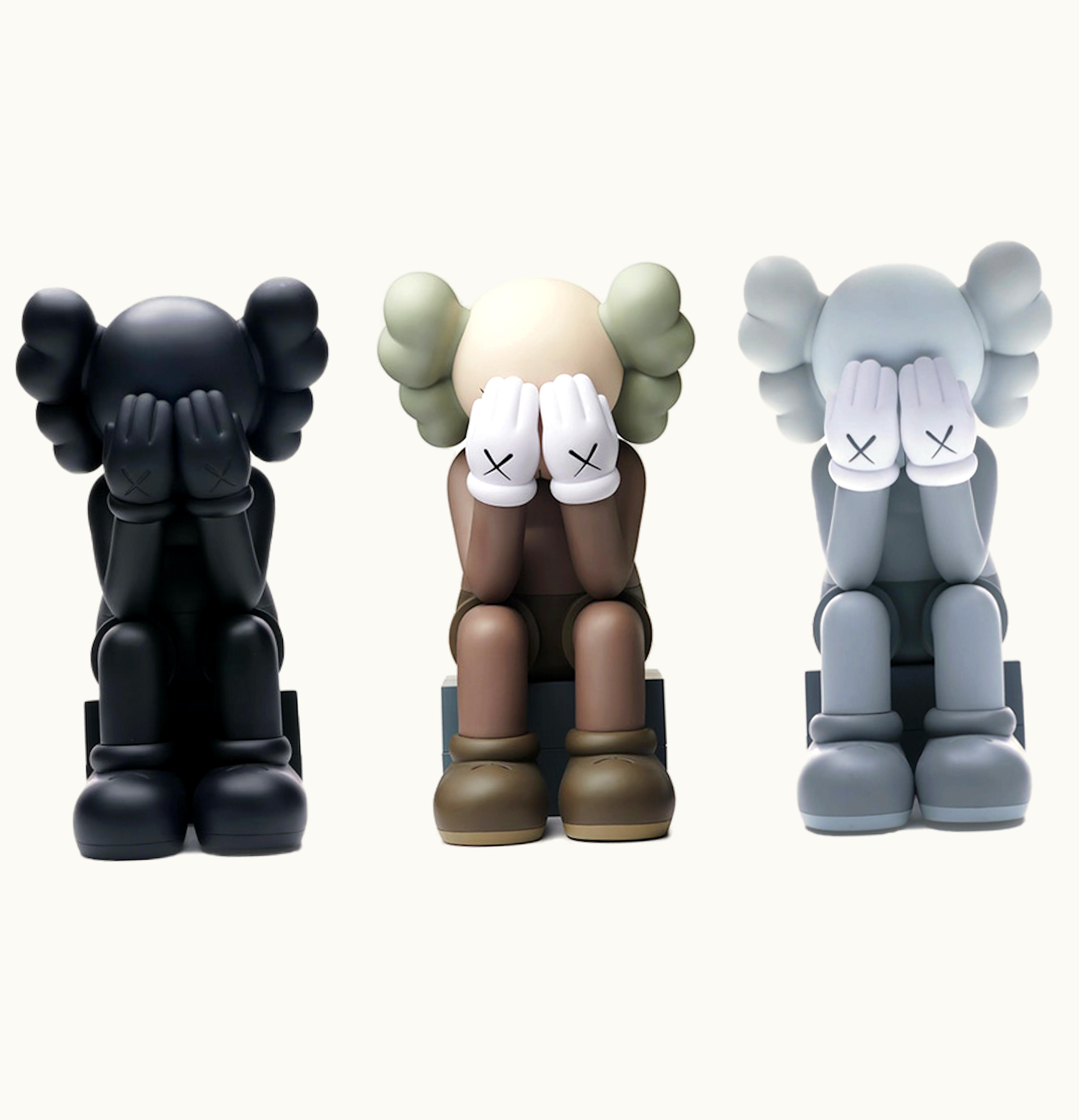 KAWS KAWS Passing Through Open Edition Vinyl Figure Black Brown Grey Set