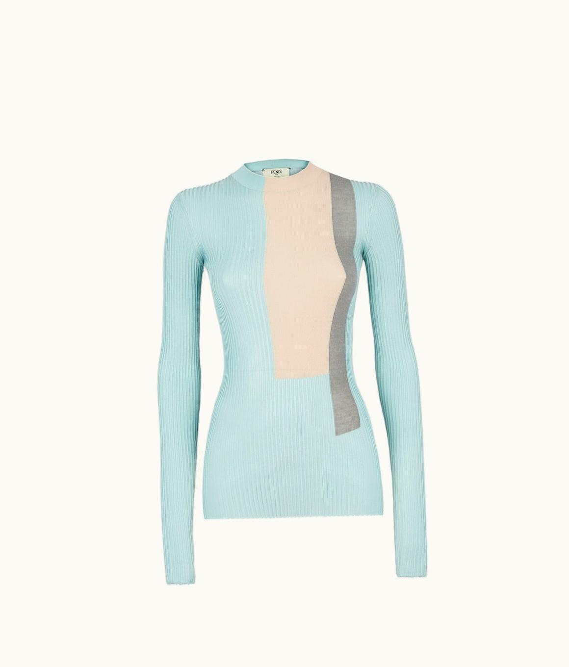 Fendi Fendi Top - Light Blue Viscose And Silk Top