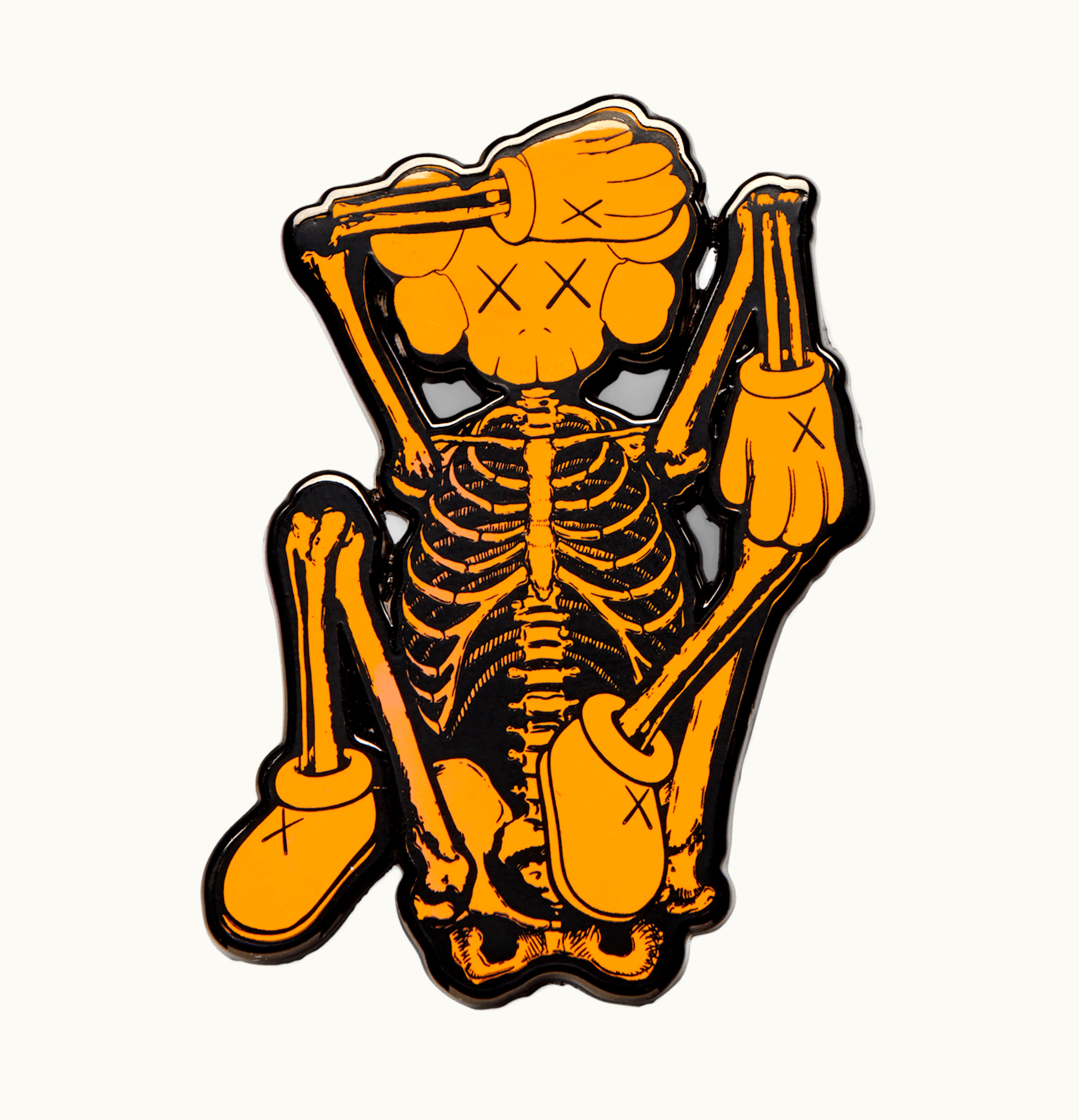 KAWS KAWS Skeleton Pin Orange