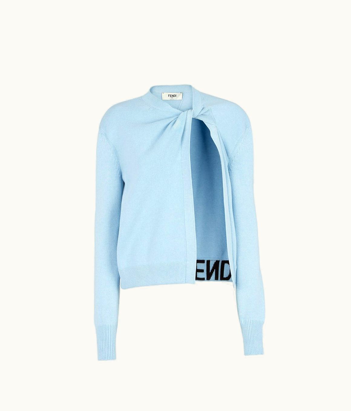 Fendi Fendi Mirror Cashmere And Wool Asymmetrical Knot Cardigan - Light Blue
