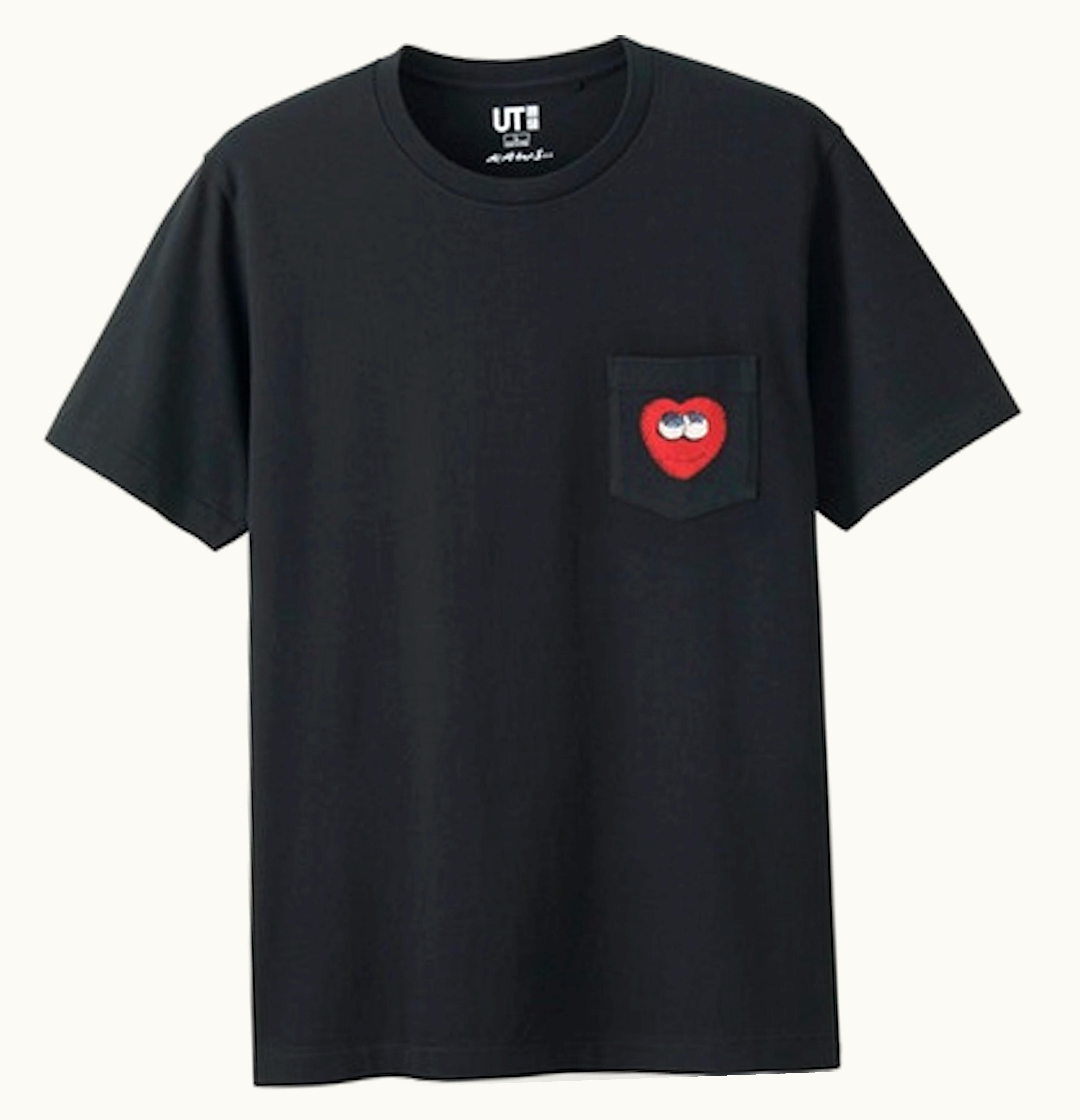 KAWS KAWS x Uniqlo Heart Pocket Tee Japanese Sizing Black