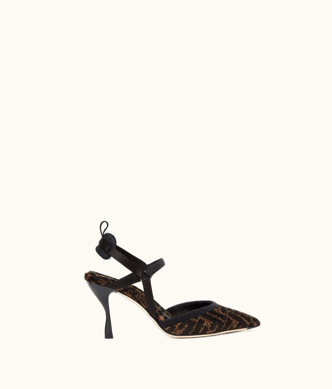 Fendi Fendi Colibrì Lite - High-heeled Black Chenille Slingbacks