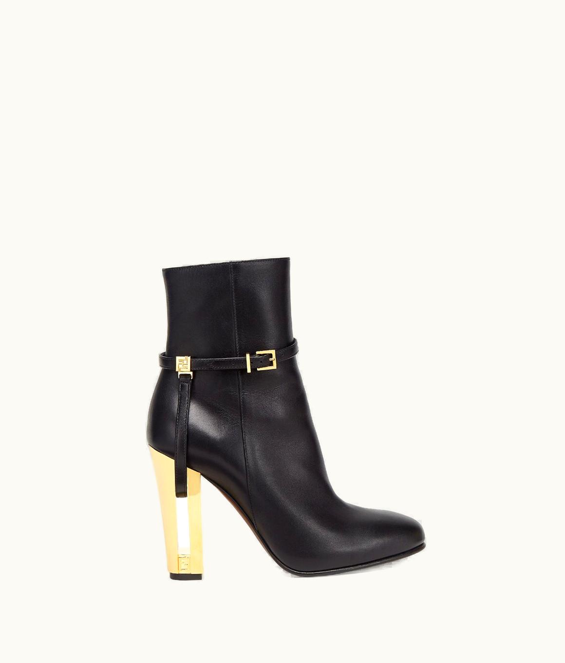 Fendi Fendi Delfina - Black Leather High-Heeled Ankle Boots