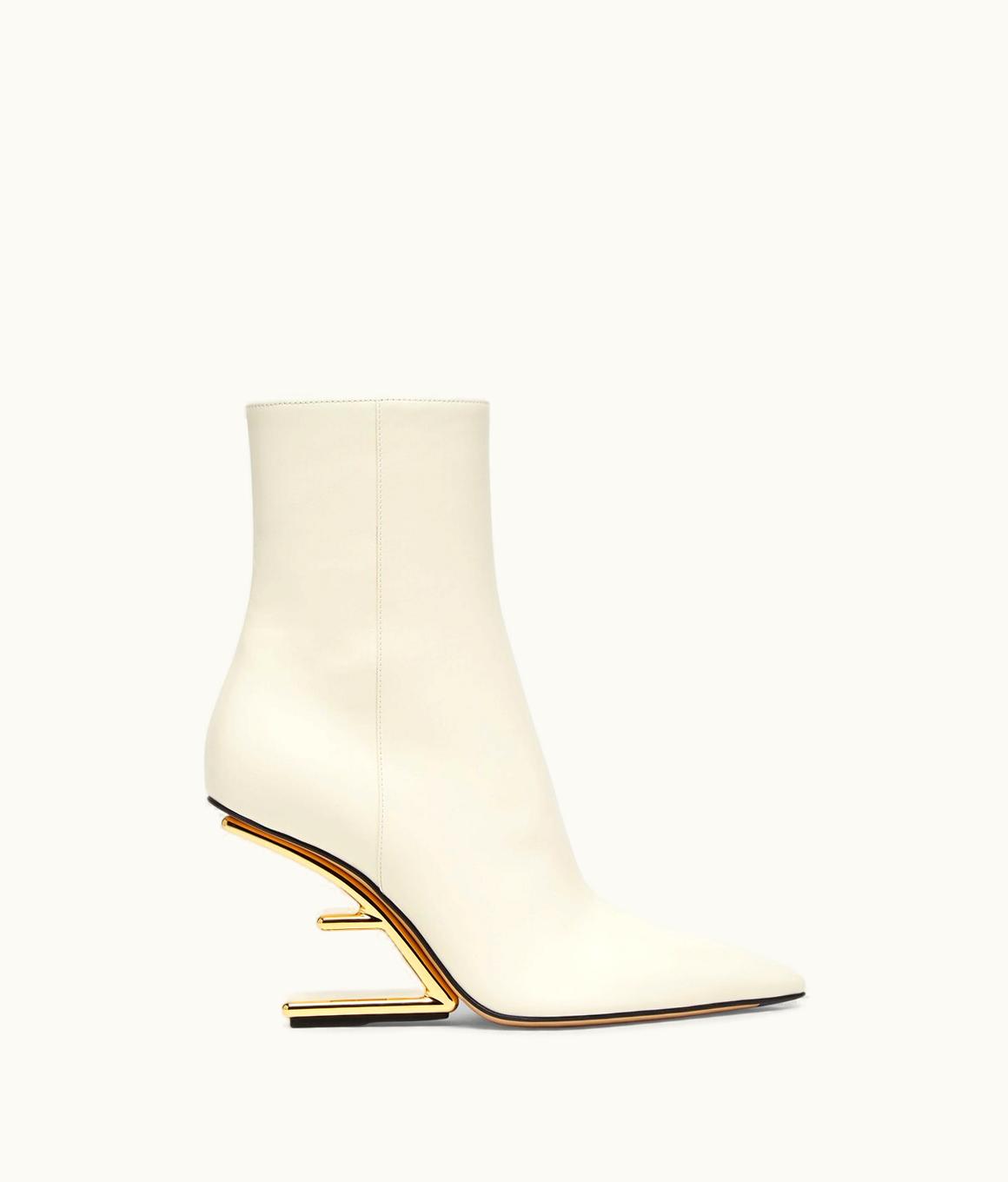 Fendi Fendi First - White Leather High-Heeled Ankle Boots