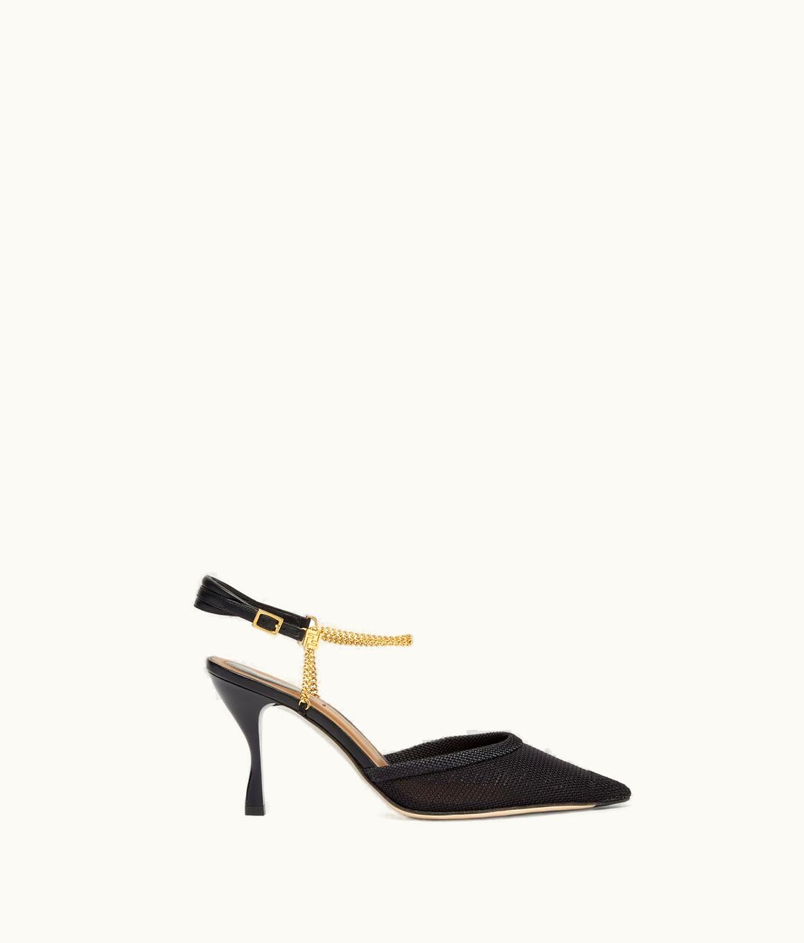 Fendi Fendi Colibrì Lite - Black Mesh High-Heeled Slingbacks