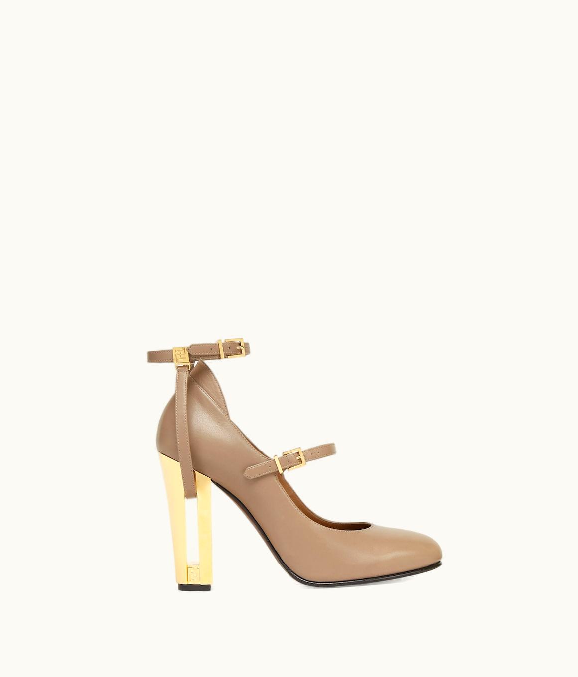 Fendi Fendi Delfina - Dove Gray Leather High-Heeled Court Shoes