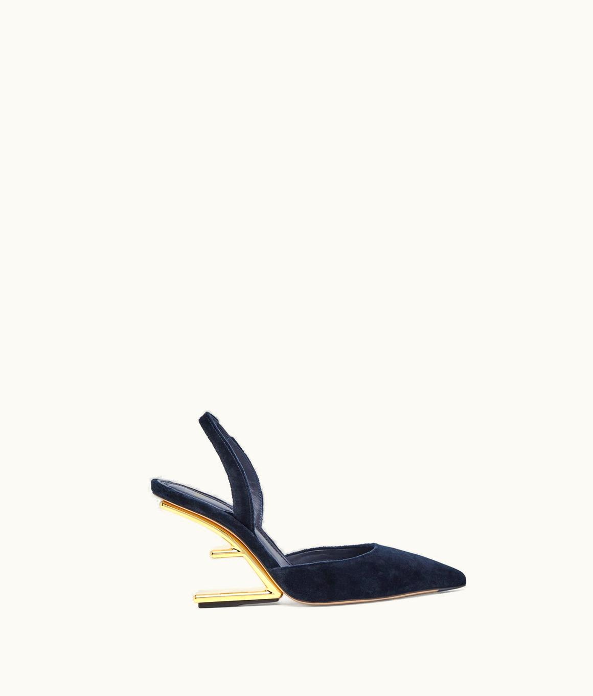 Fendi Fendi First - Blue Velvet High-Heeled Slingbacks