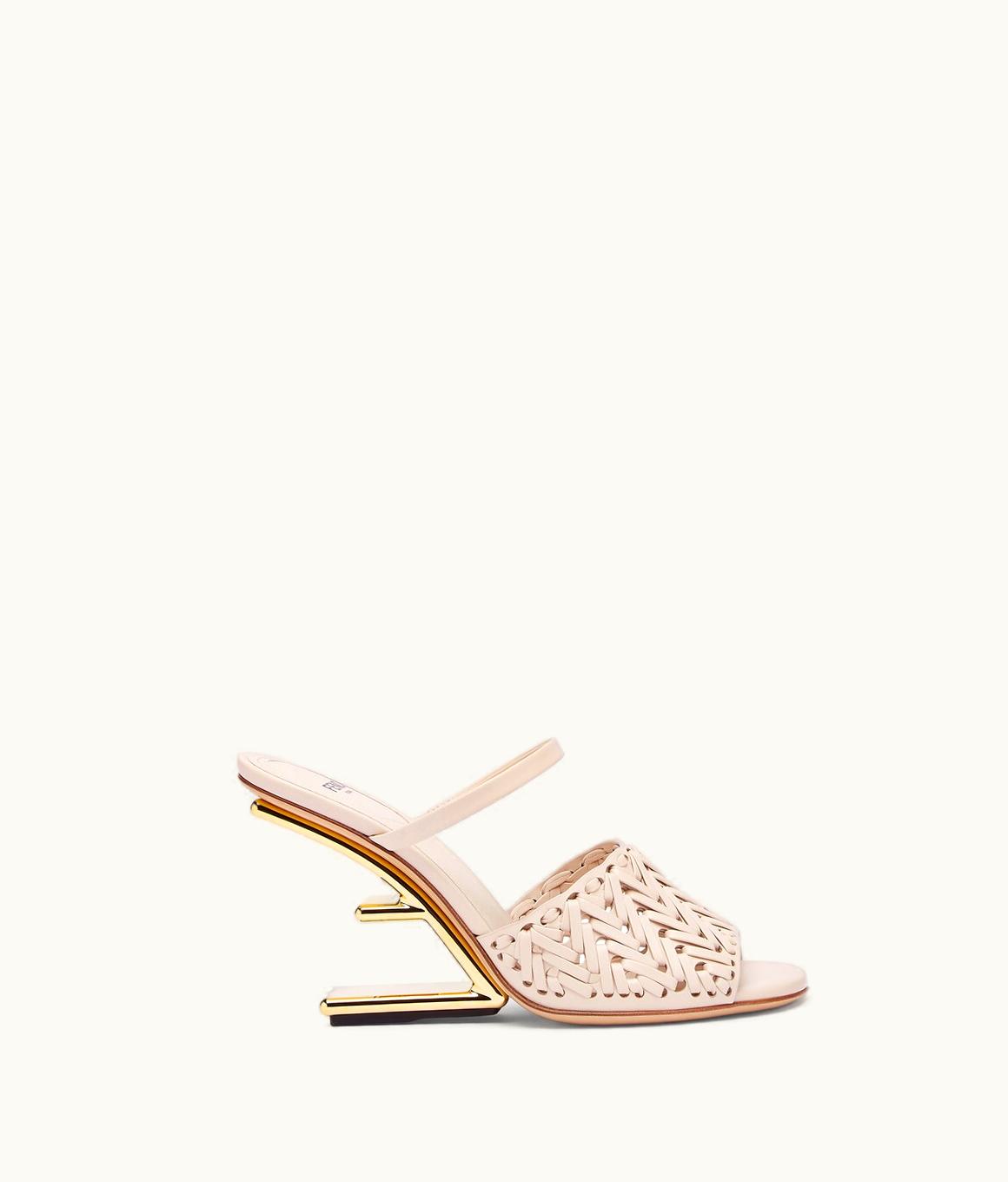Fendi Fendi Diagonal F Pink Leather High-Heeled Sandals