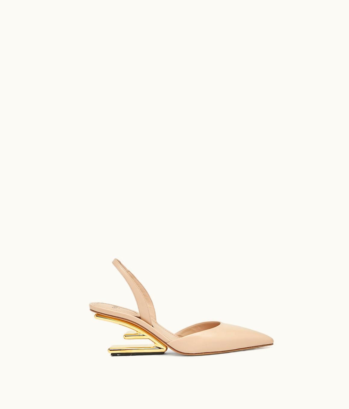 Fendi Fendi First - Beige Leather Medium-Heel Slingbacks