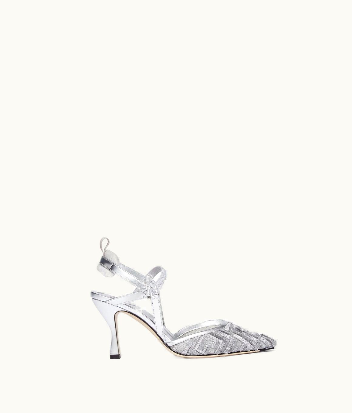 Fendi Fendi Colibrì Lite - Silver Mesh High-Heeled Slingbacks
