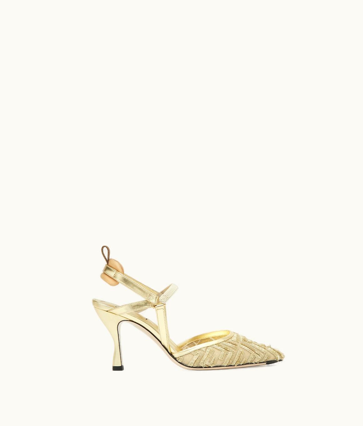 Fendi Fendi Colibrì Lite - Gold Mesh High-Heeled Slingbacks