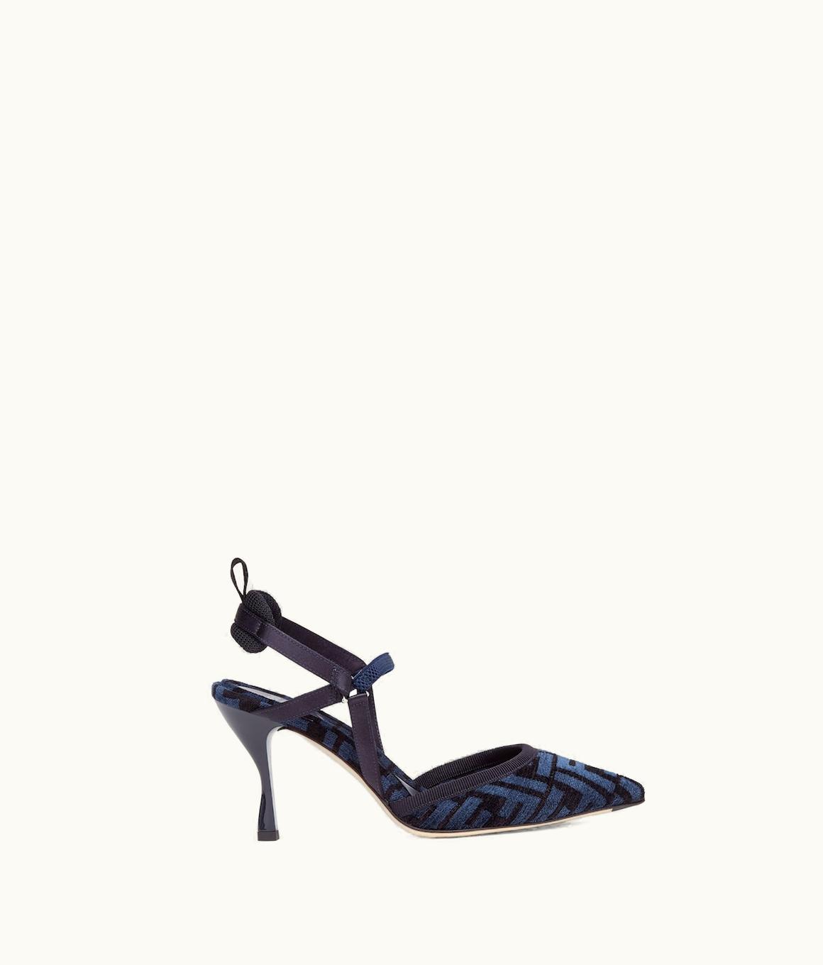 Fendi Fendi Colibrì Lite - High-heeled Blue FF Chenille Slingbacks